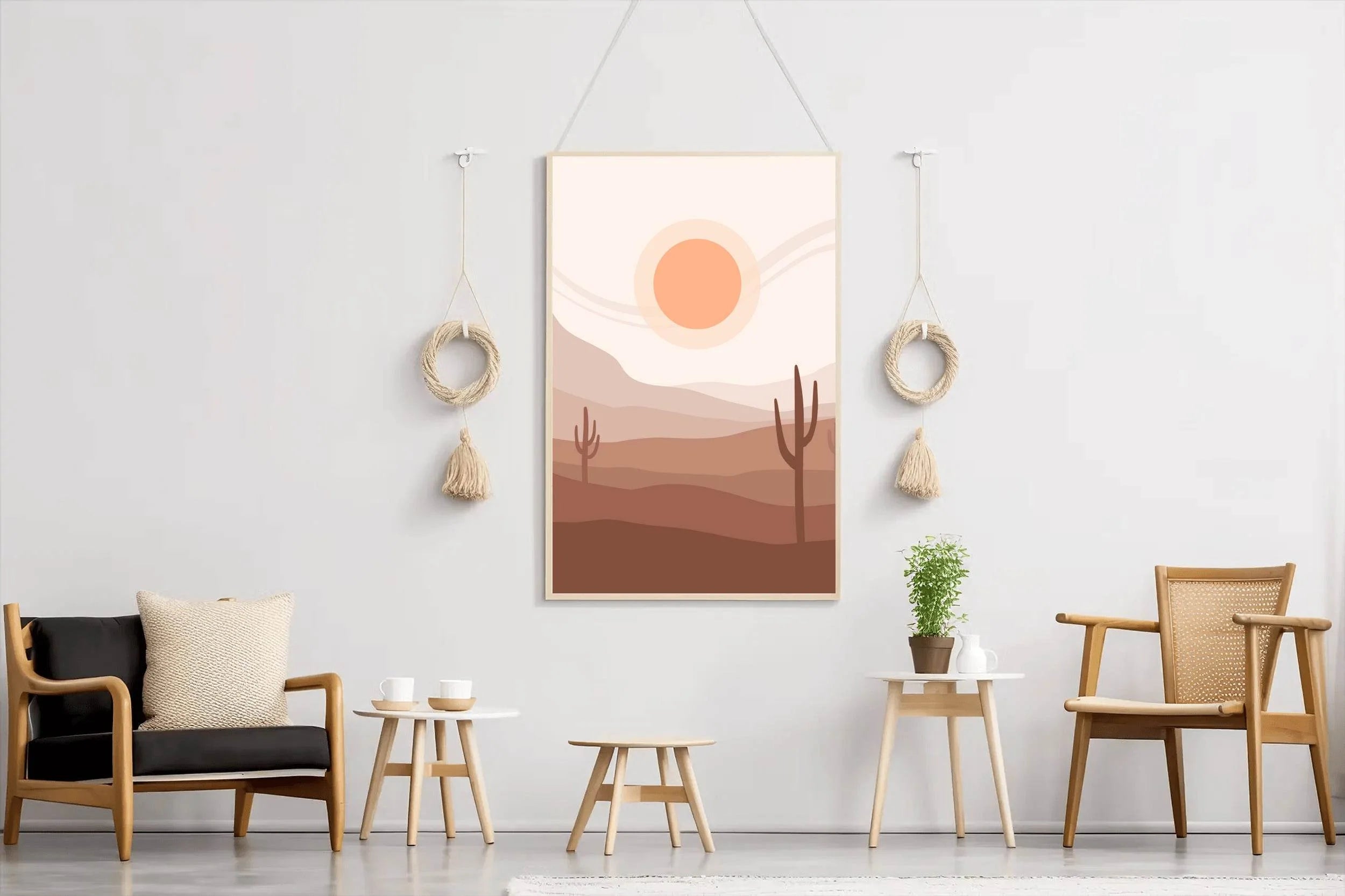 Desert Landscape with a Large Orange Sun ArtWork - beink online art store