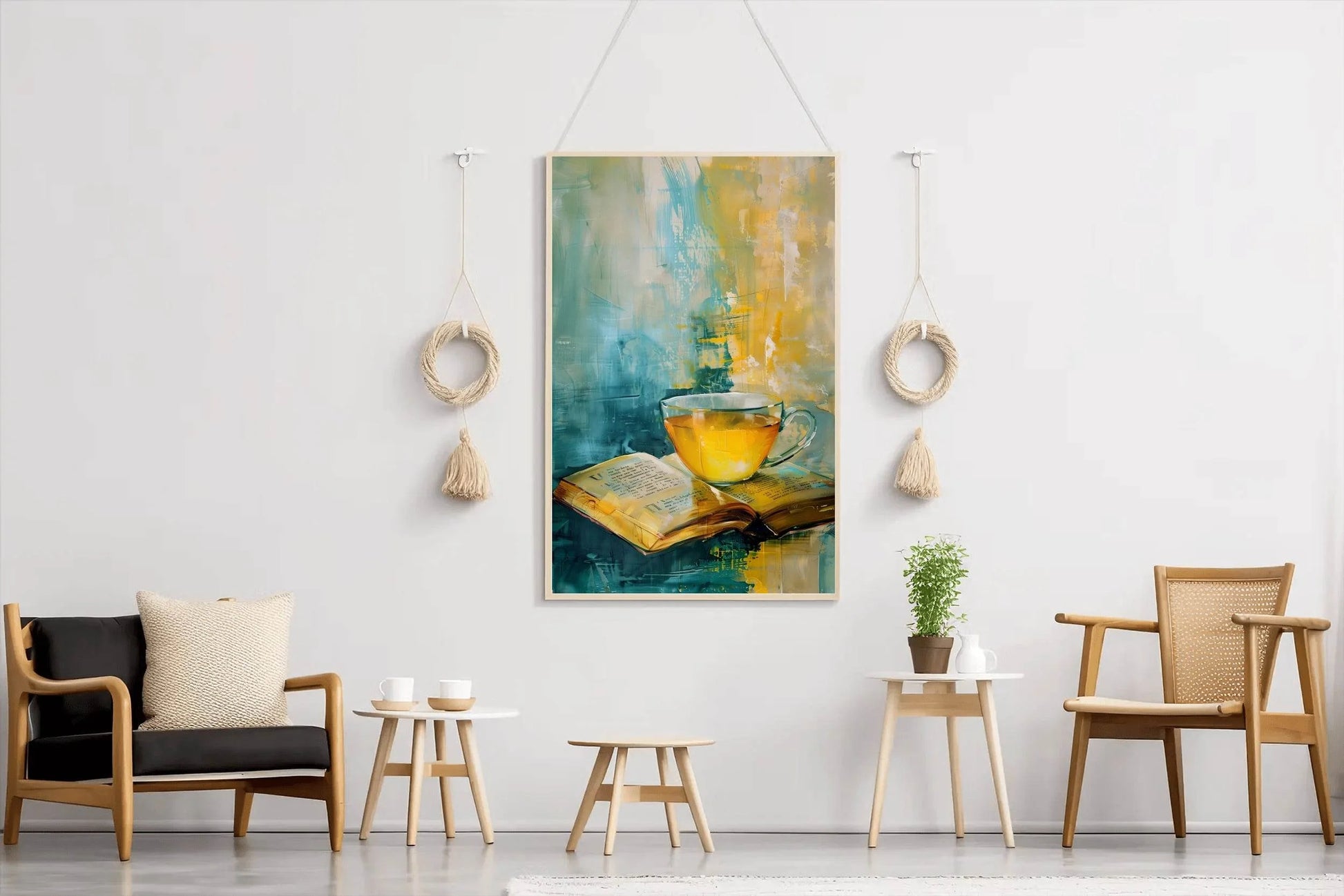 Painting A Cup Of Tea On A Book Wall Art - beink online art store