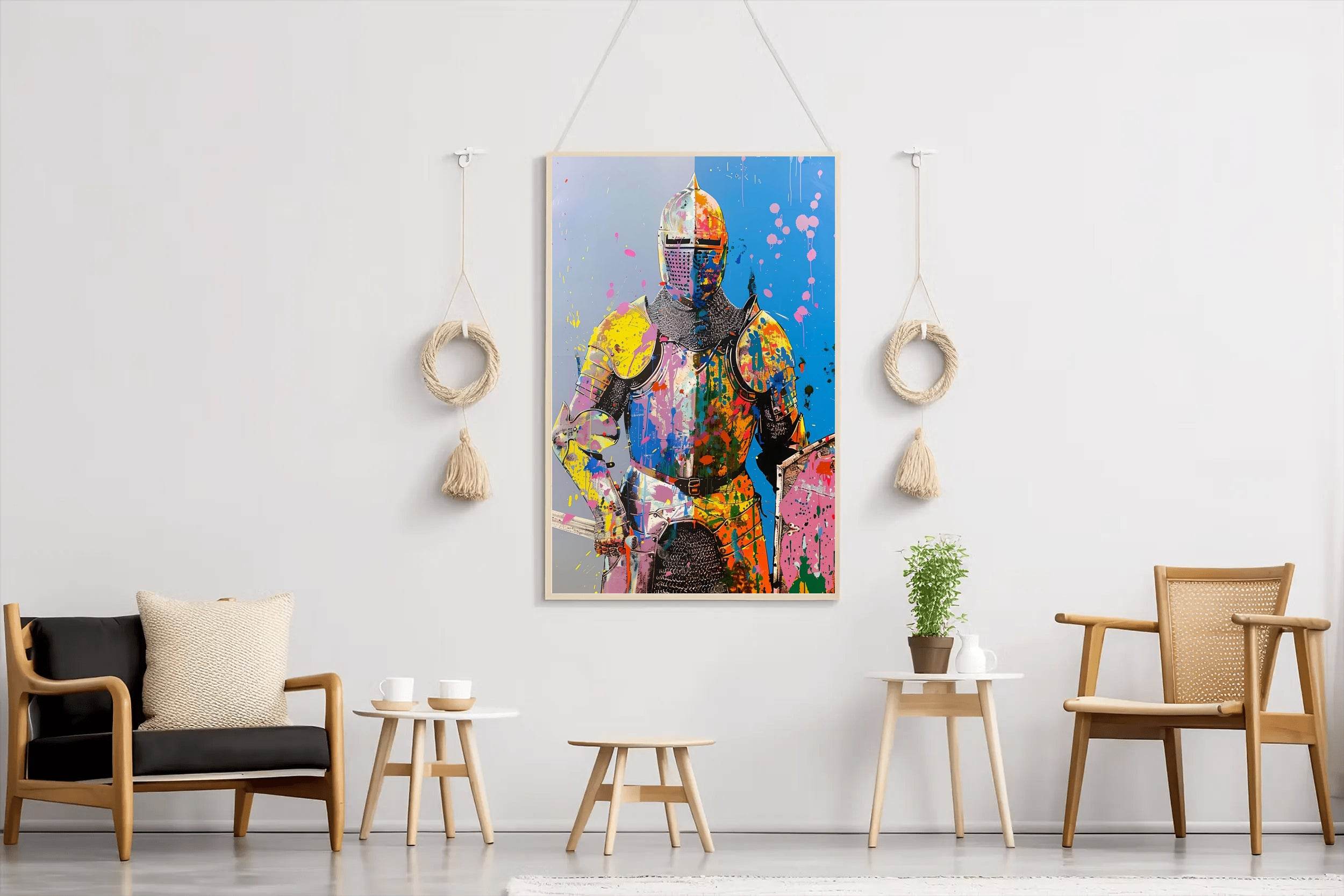 Knight in Vibrant Colors Graffiti Wall Art - beink online art store