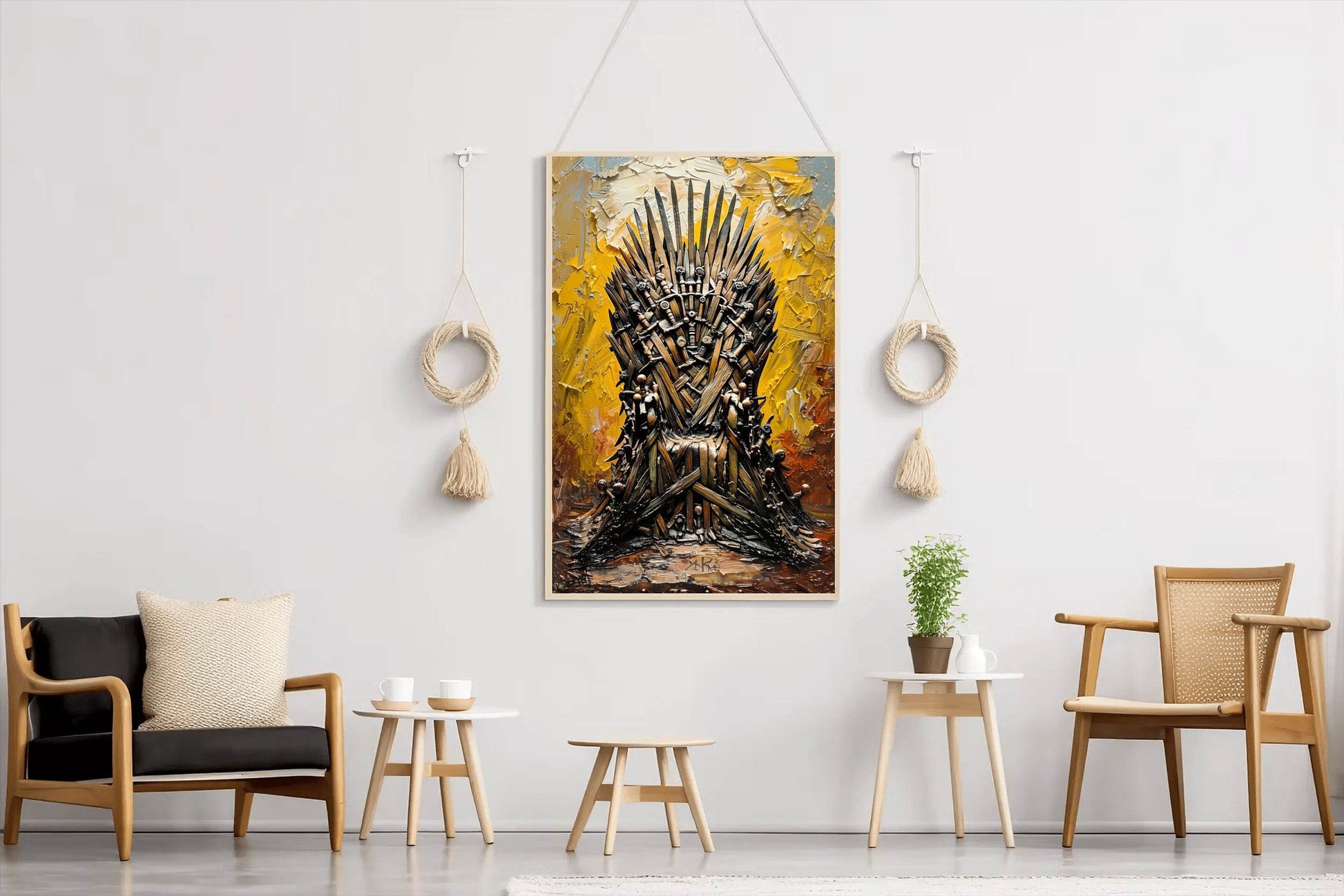 Painting Of A Chair Made Of Daggers And Swords Wall Art - beink online art store