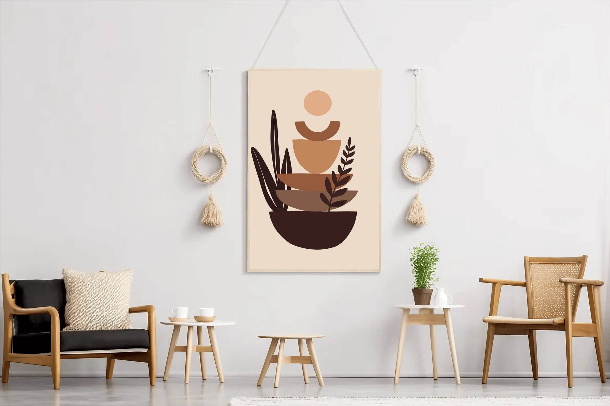 Abstract Botanical Art With Stacked Shapes ArtWork - beink online art store