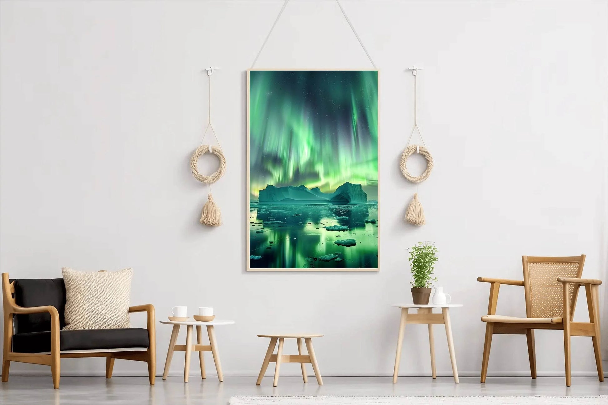Aurora Borealis Over Iceberg Wall Art - beink online art store