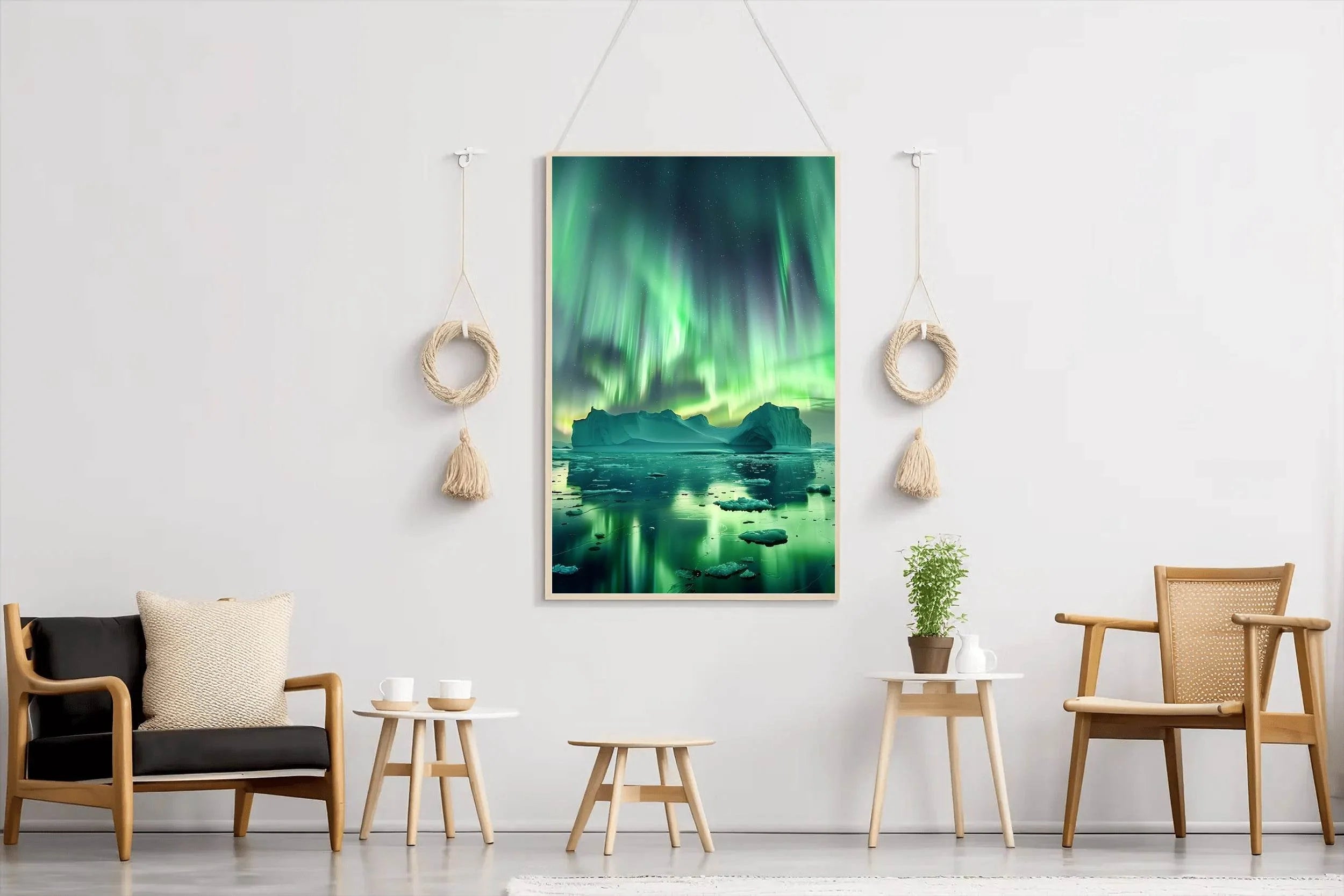 Aurora Borealis Over Iceberg Wall Art - beink online art store