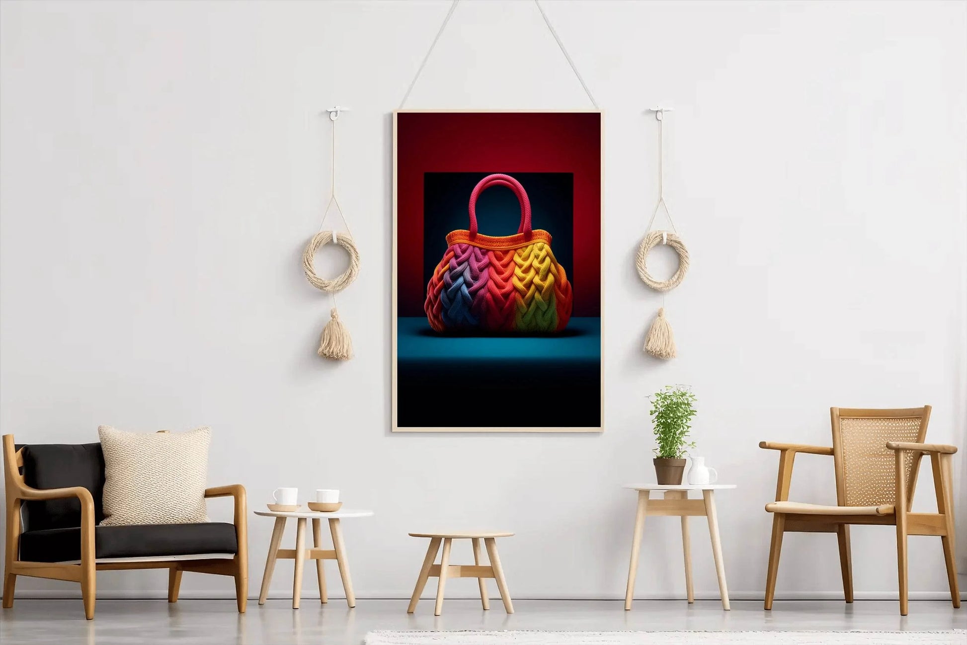 Colorful Knitted Bag Wall Art - beink online art store