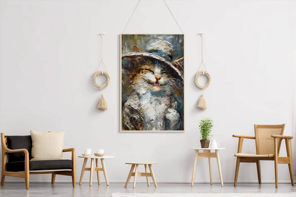 Hand Painted Illustration of Smiling Kitten - beink online art store