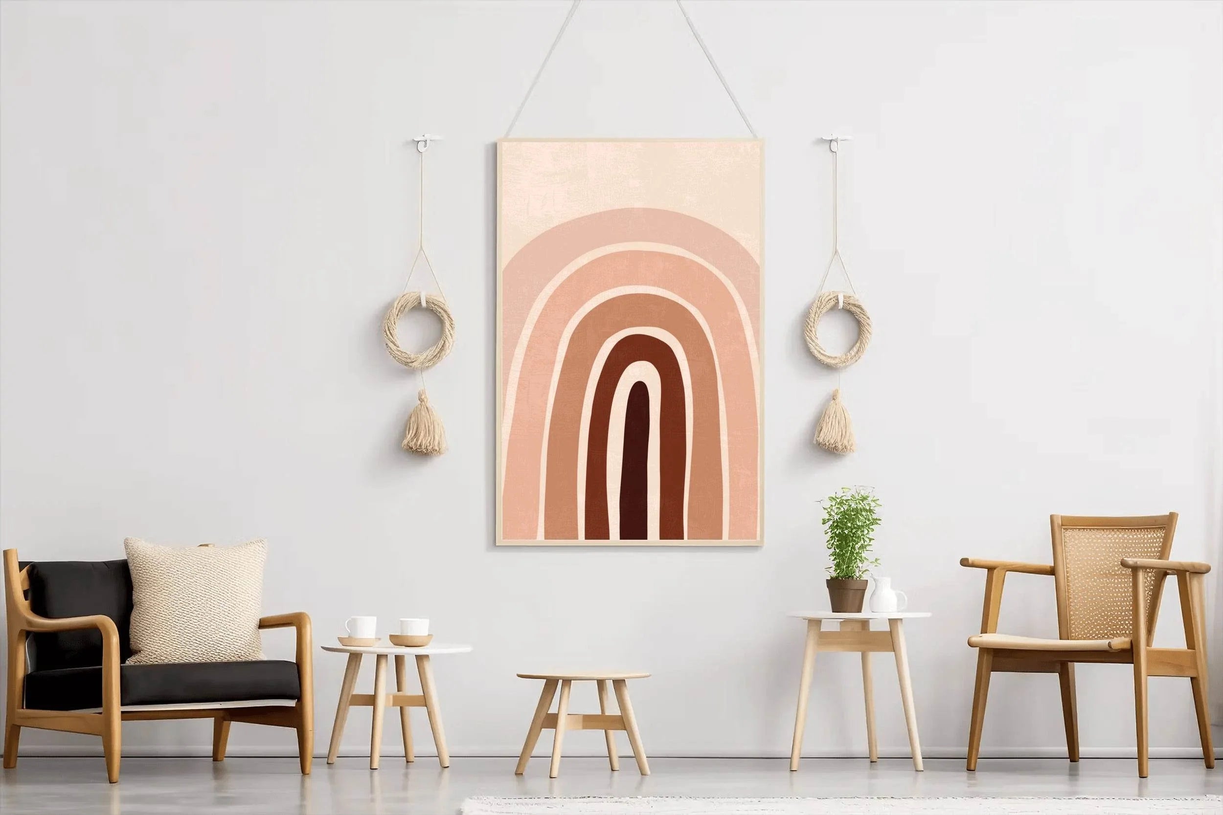 Neutral Color Palette Minimalist Rainbow Design ArtWork - beink online art store