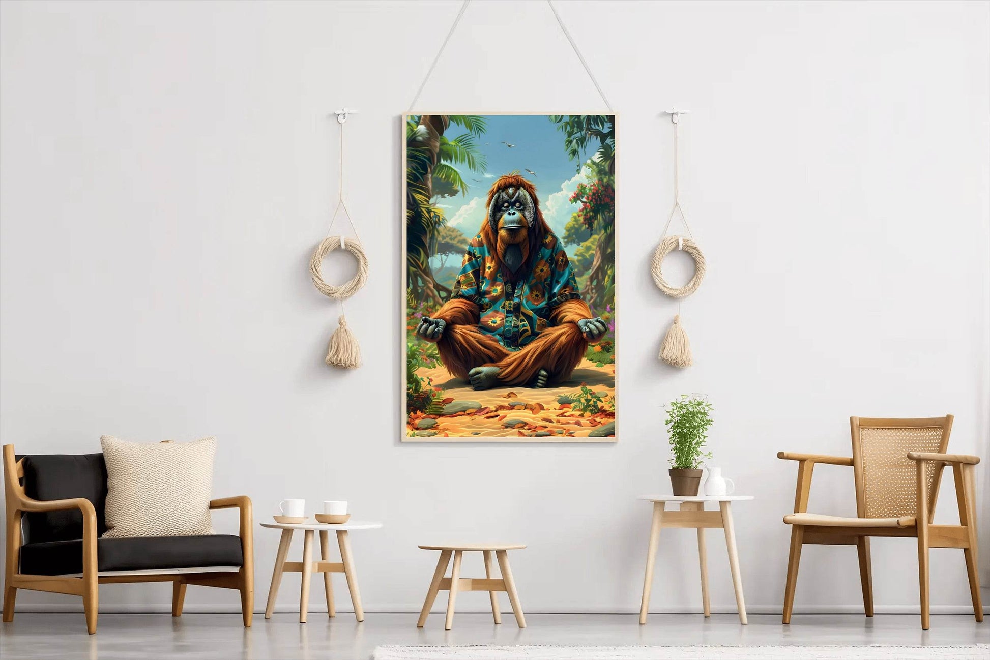 Digital Painting of an Ape Meditating Wall Art - beink online art store