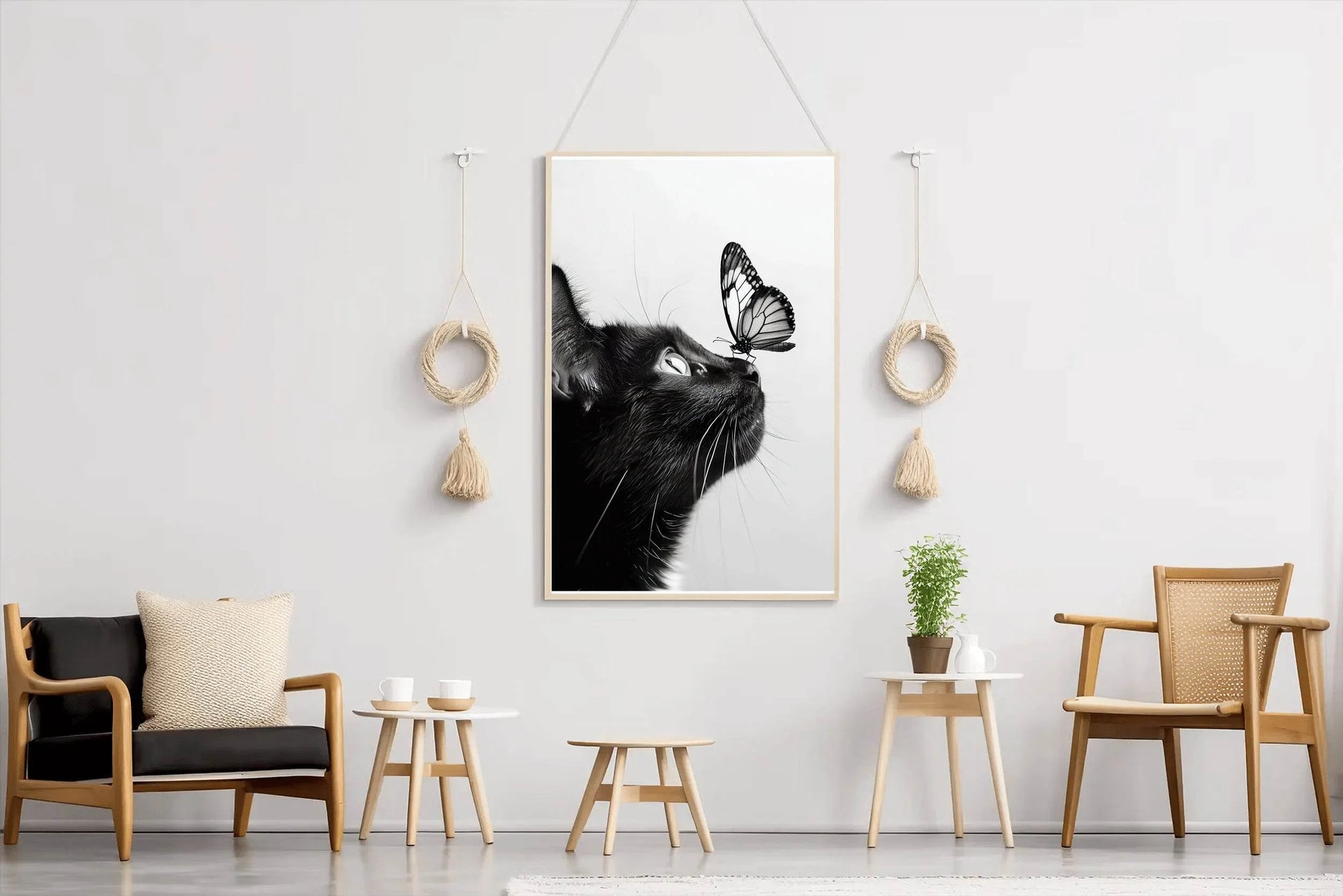 Butterfly on Black Cat Nose - beink online art store