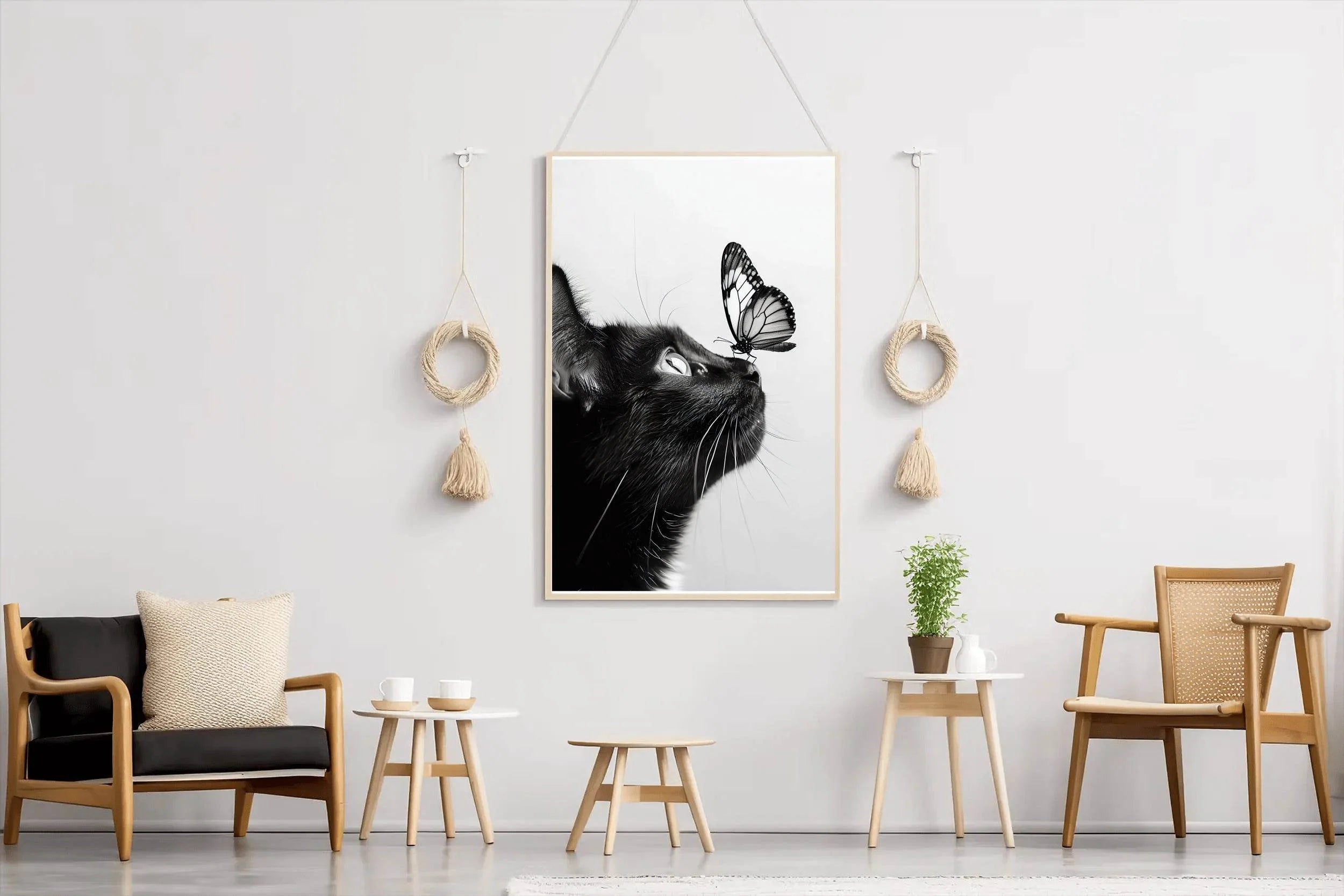 Butterfly on Black Cat Nose - beink online art store