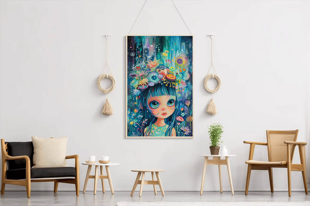 Anime girl with blue hair Wall Art - beink online art store