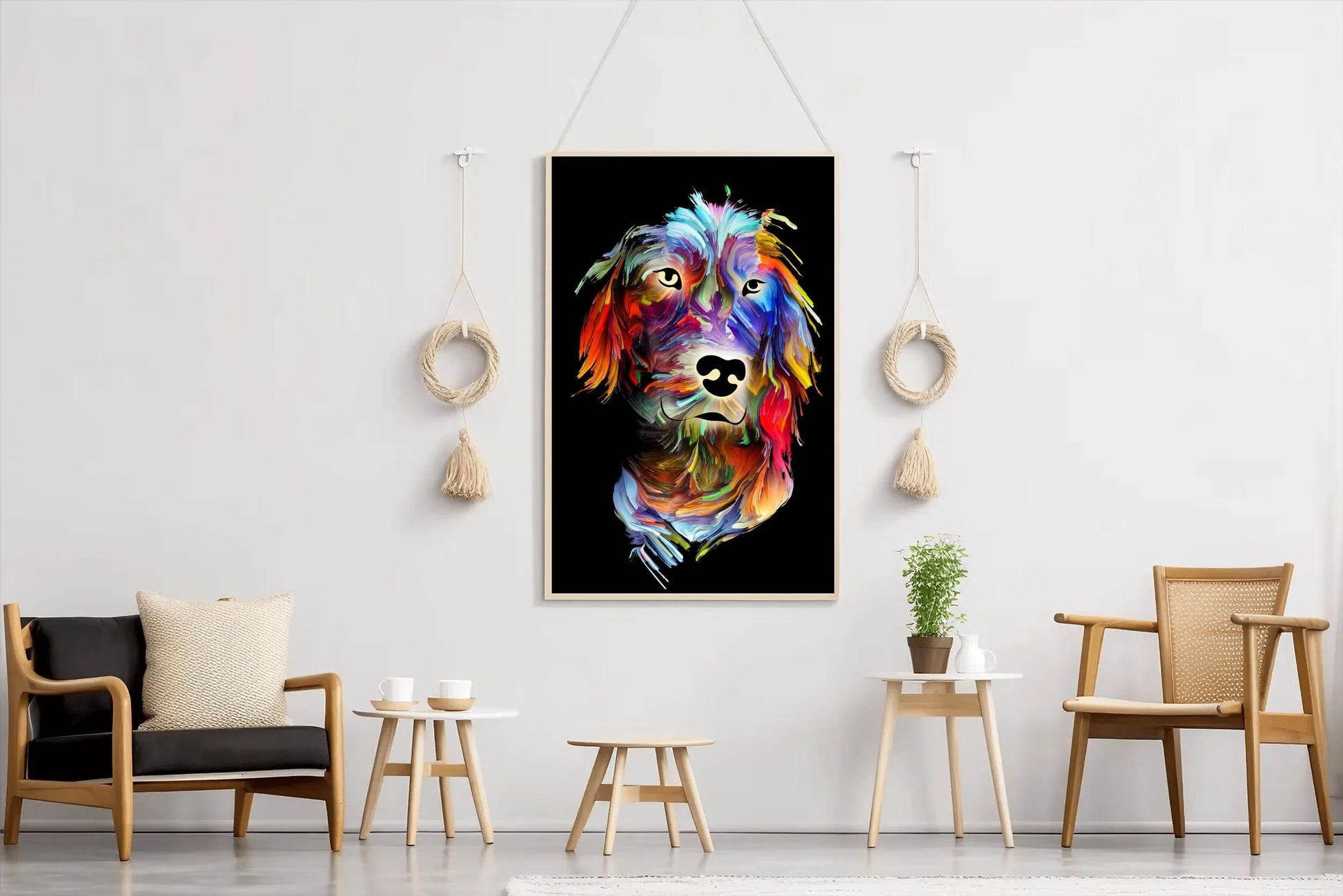 Colorful Oil Paint Dog Face Wall Art - beink online art store