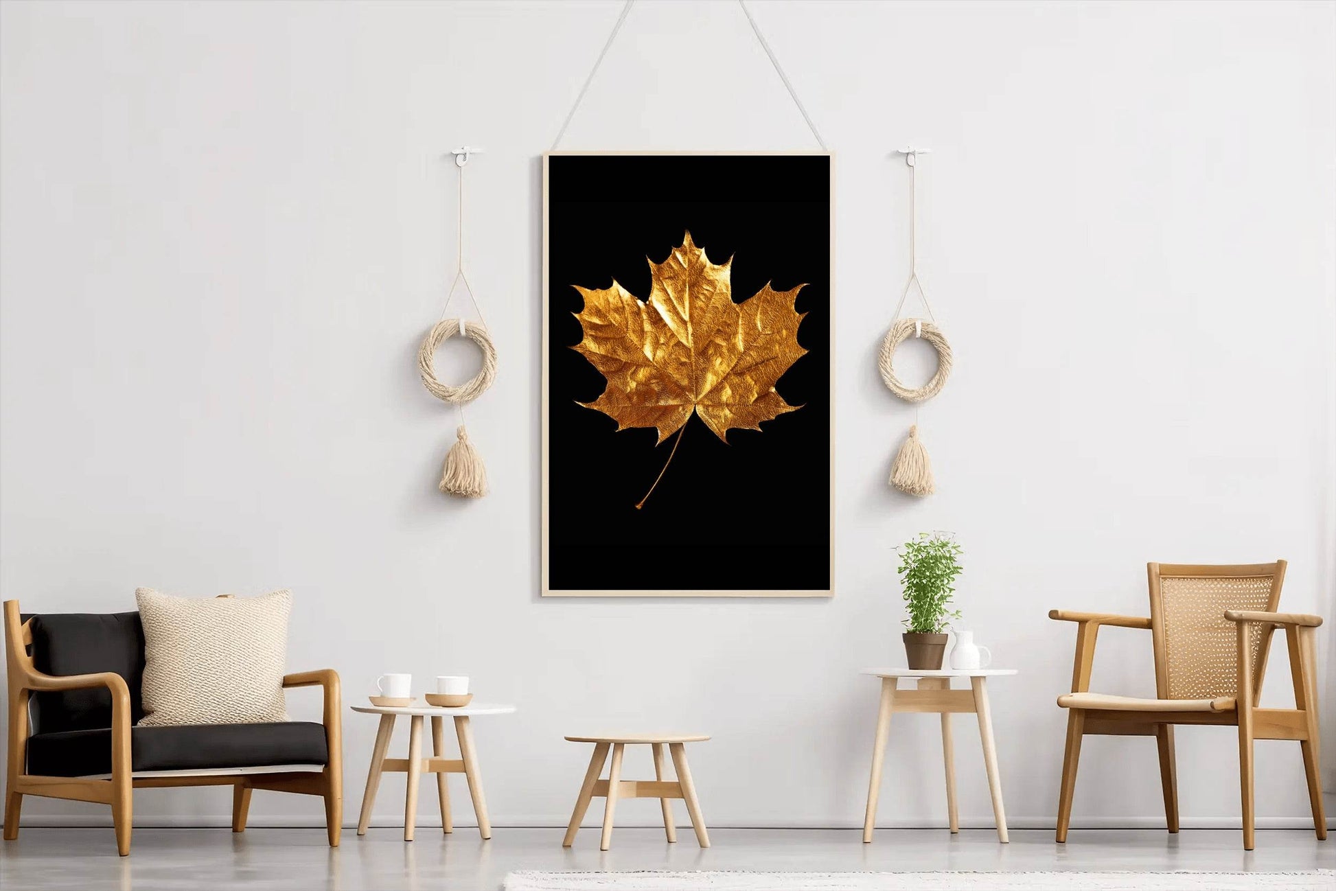 Golden Plantain Leaf Wall Art - beink online art store
