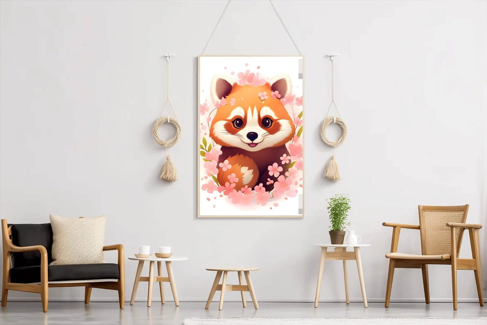 Painting of Smiling Red Teddy Cartoon - beink online art store