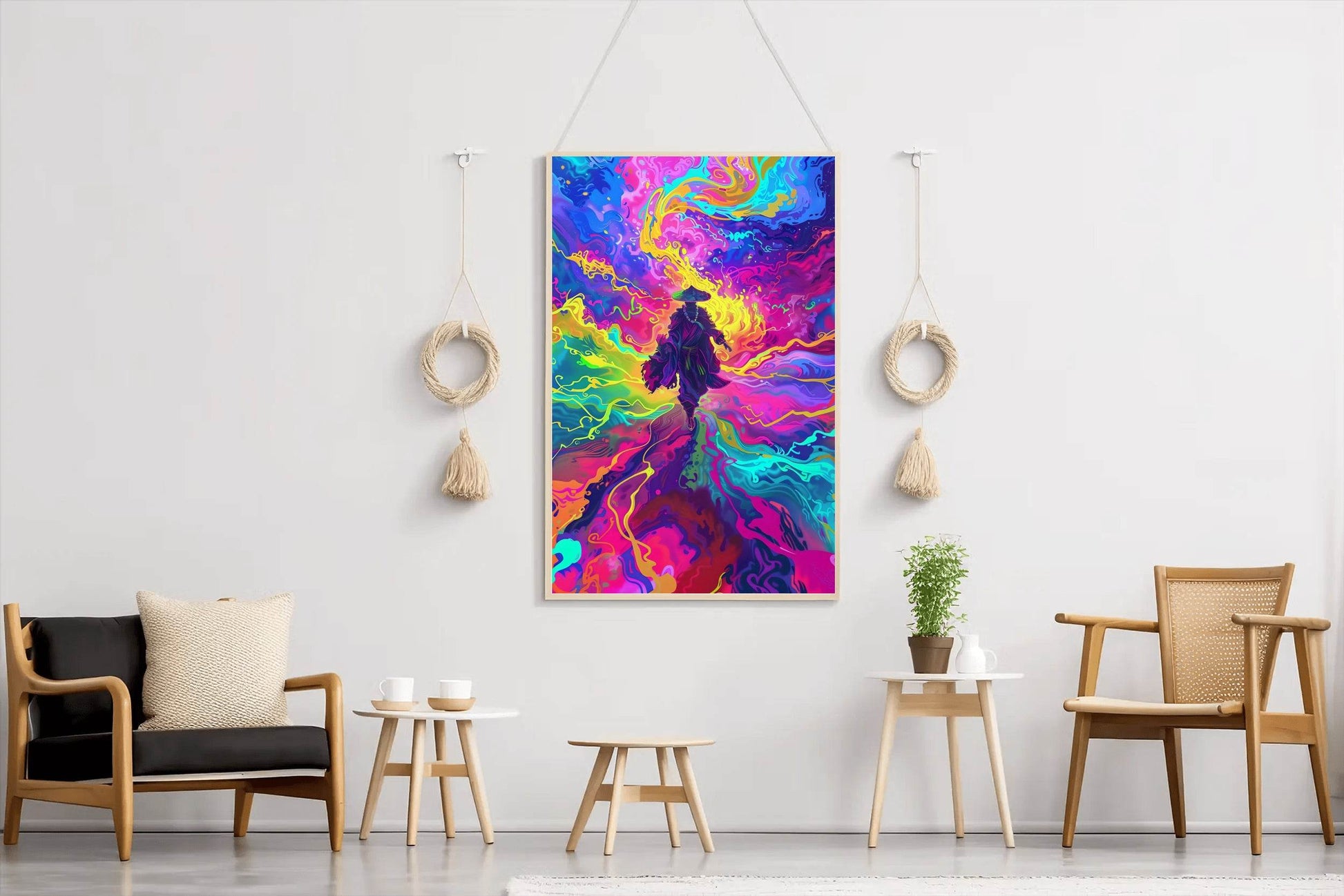 Digital Illustration of a Person Walking in Abstract Landscape - beink online art store