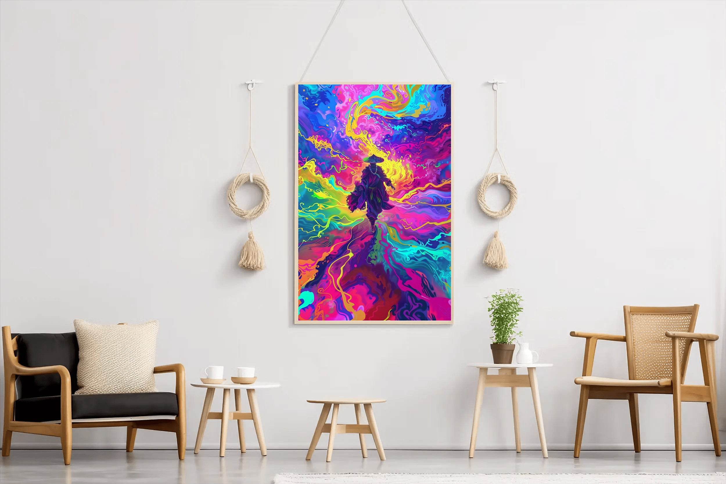 Digital Illustration of a Person Walking in Abstract Landscape - beink online art store