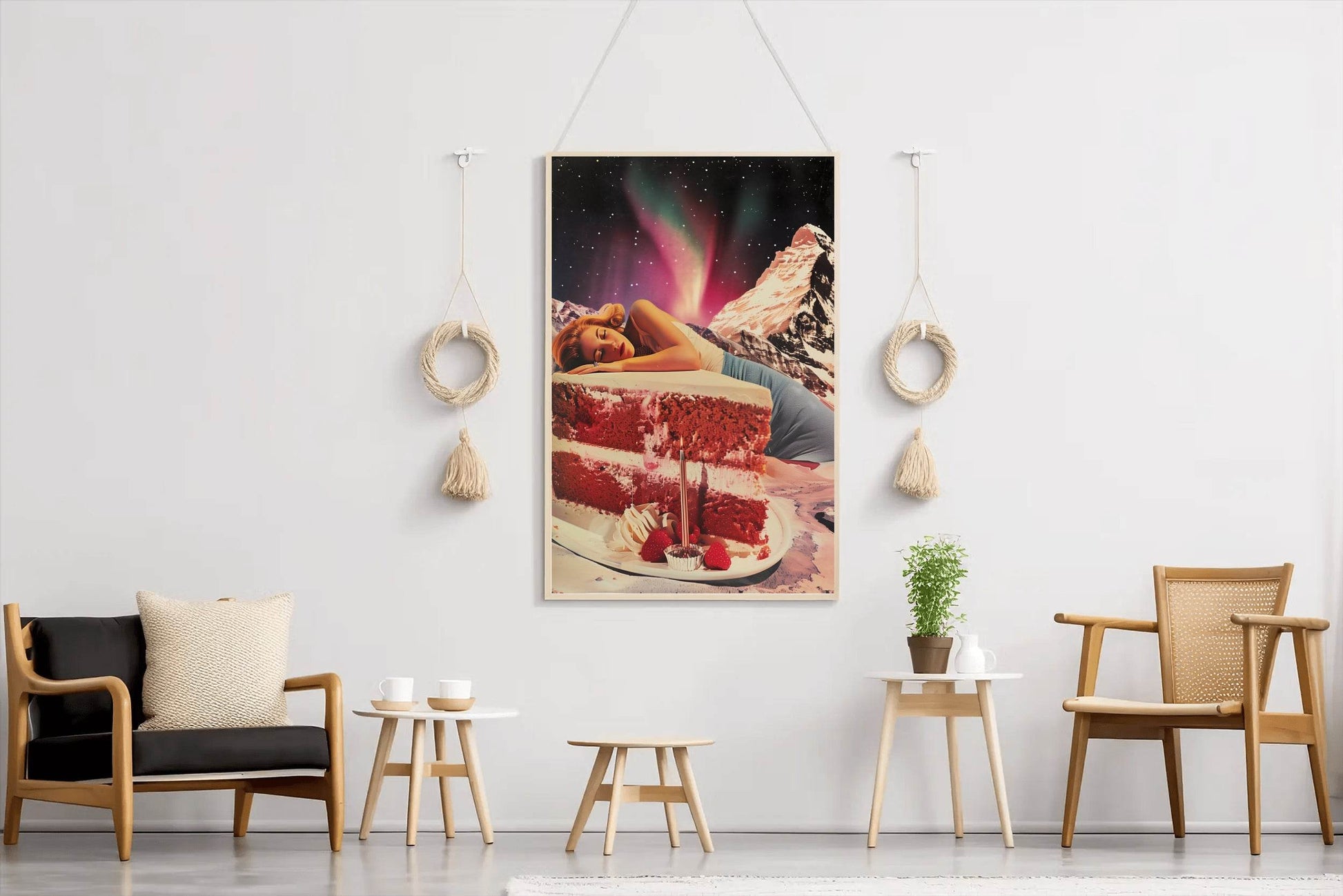 Sleeping Girl on The Cake With Space Background Wall Art - beink online art store