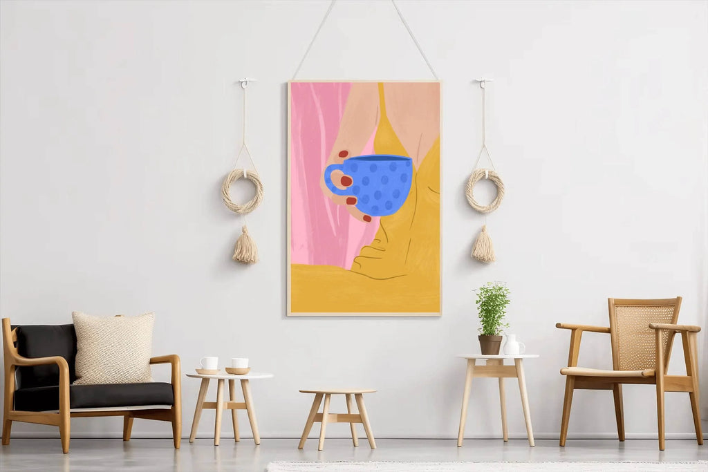 Contemporary Woman With Coffee in Hand Wall Art - beink online art store