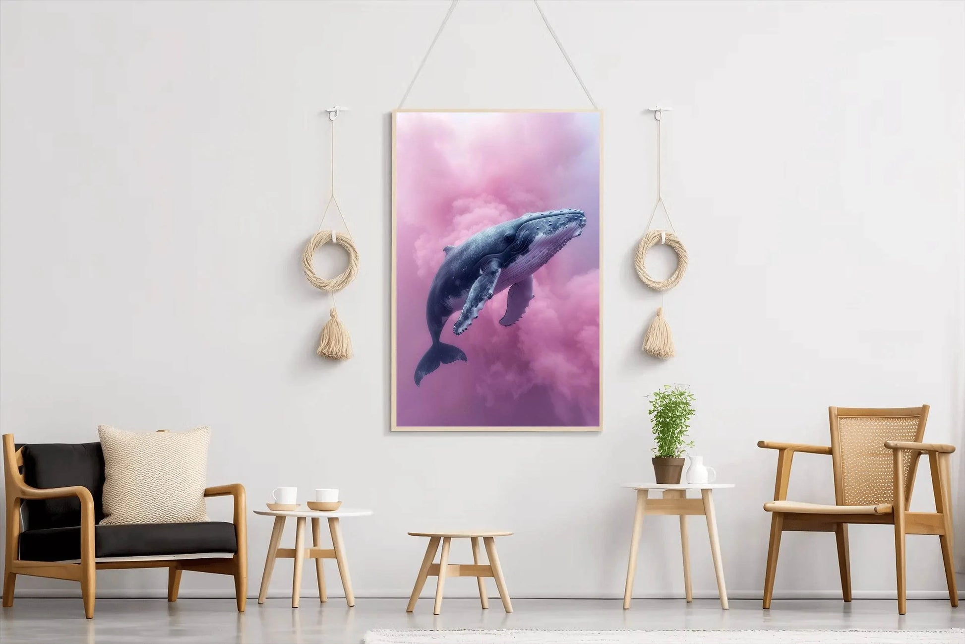 Whale Flying in Pink Clouds Wall Art - beink online art store
