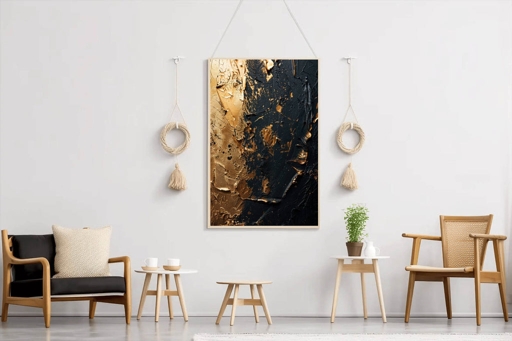 Black and Gold Grunge Wall Art - beink online art store