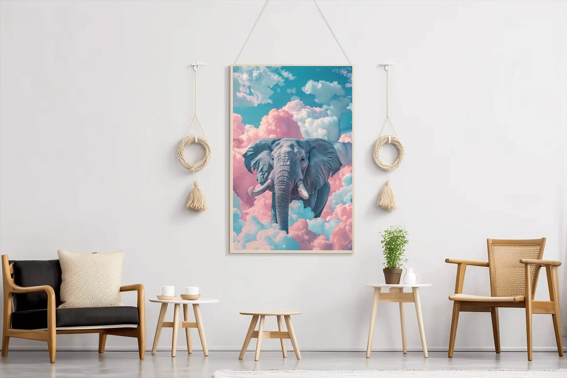 Watercolor Elephant in Clouds Animal Wall Art - beink online art store