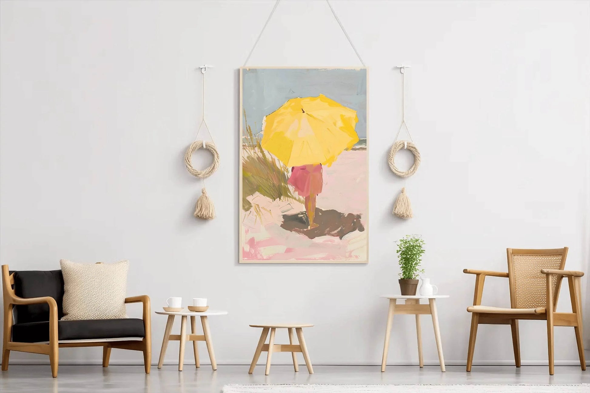 Drawing Girl With Yellow Umbrella - beink online art store