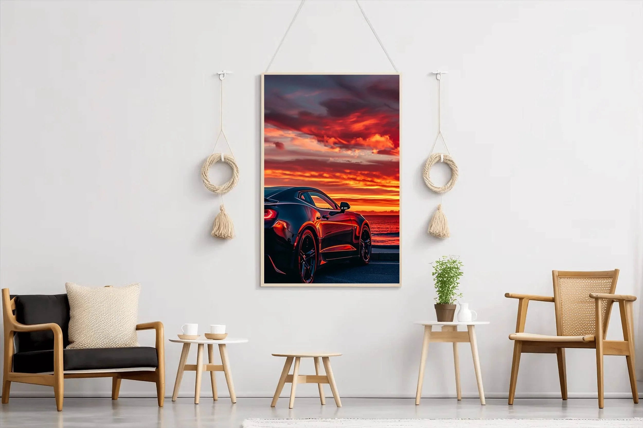 Black Camaro Sunset Wall Art - beink online art store