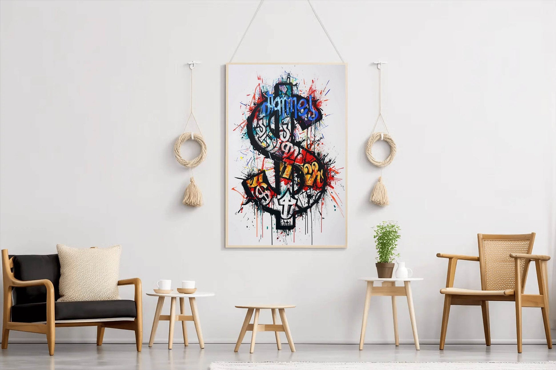 Colorful Abstract Dollar Illustration Wall Art - beink online art store