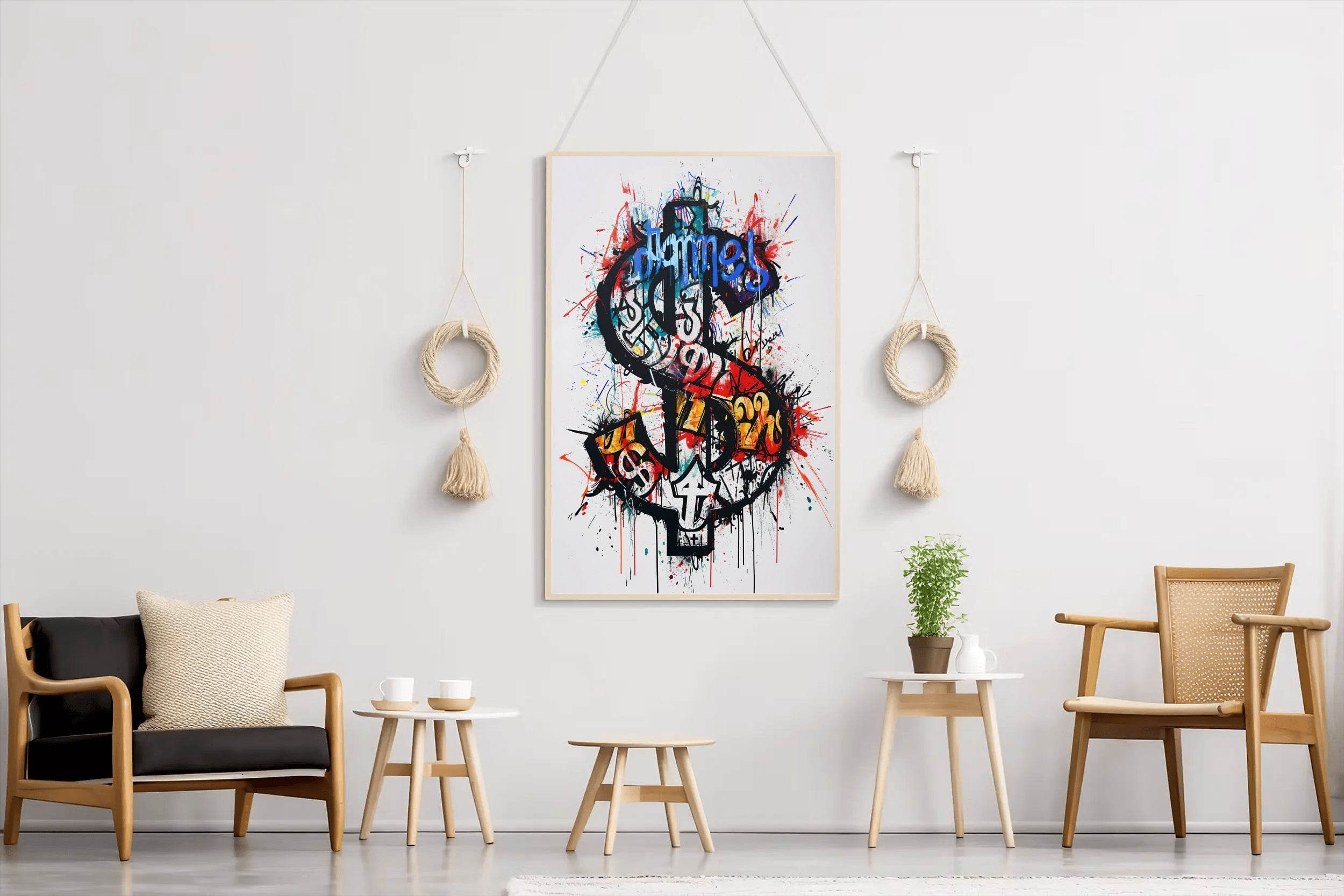 Colorful Abstract Dollar Illustration Wall Art - beink online art store