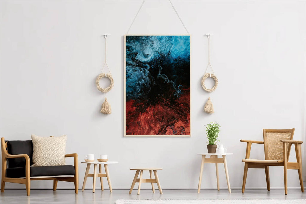 Blue and Red Water Color Liquid Abstract Wall Art - beink online art store