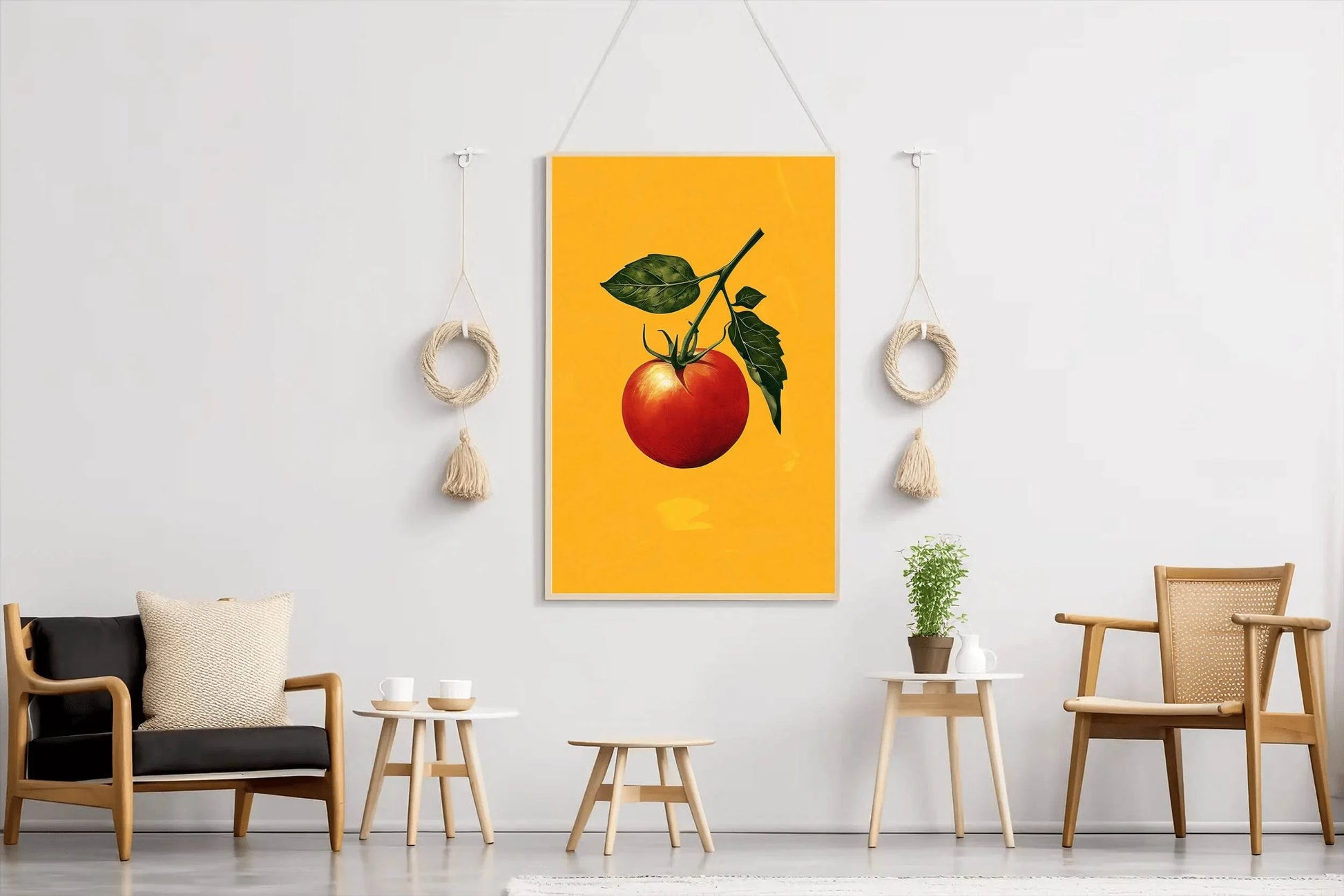 Drawing of Tomato With a Leaf Wall Art - beink online art store