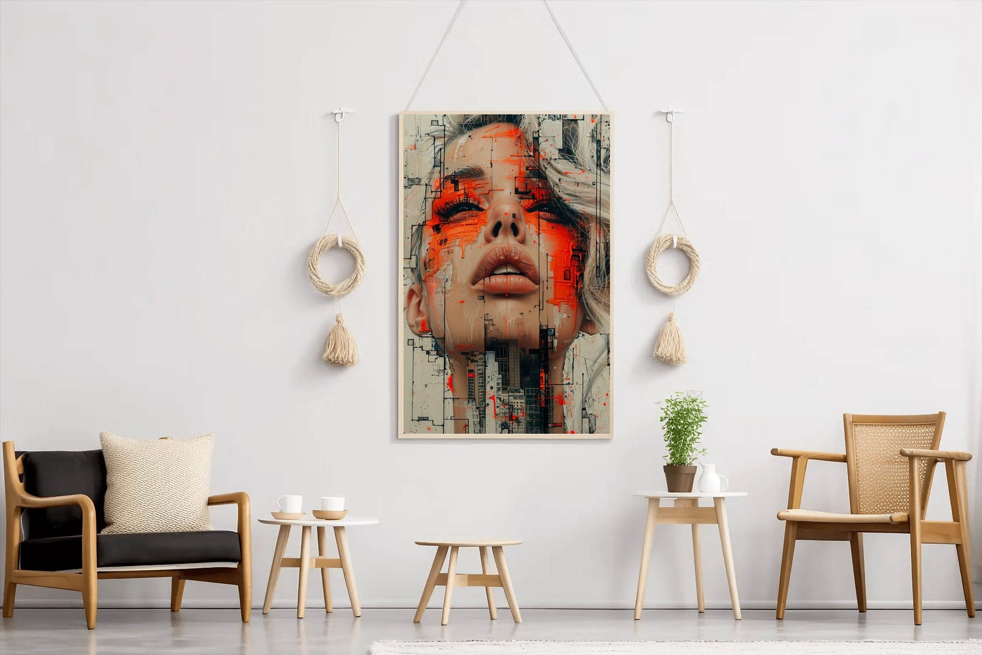 Women With Red Paint on Face Digital Art - beink online art store