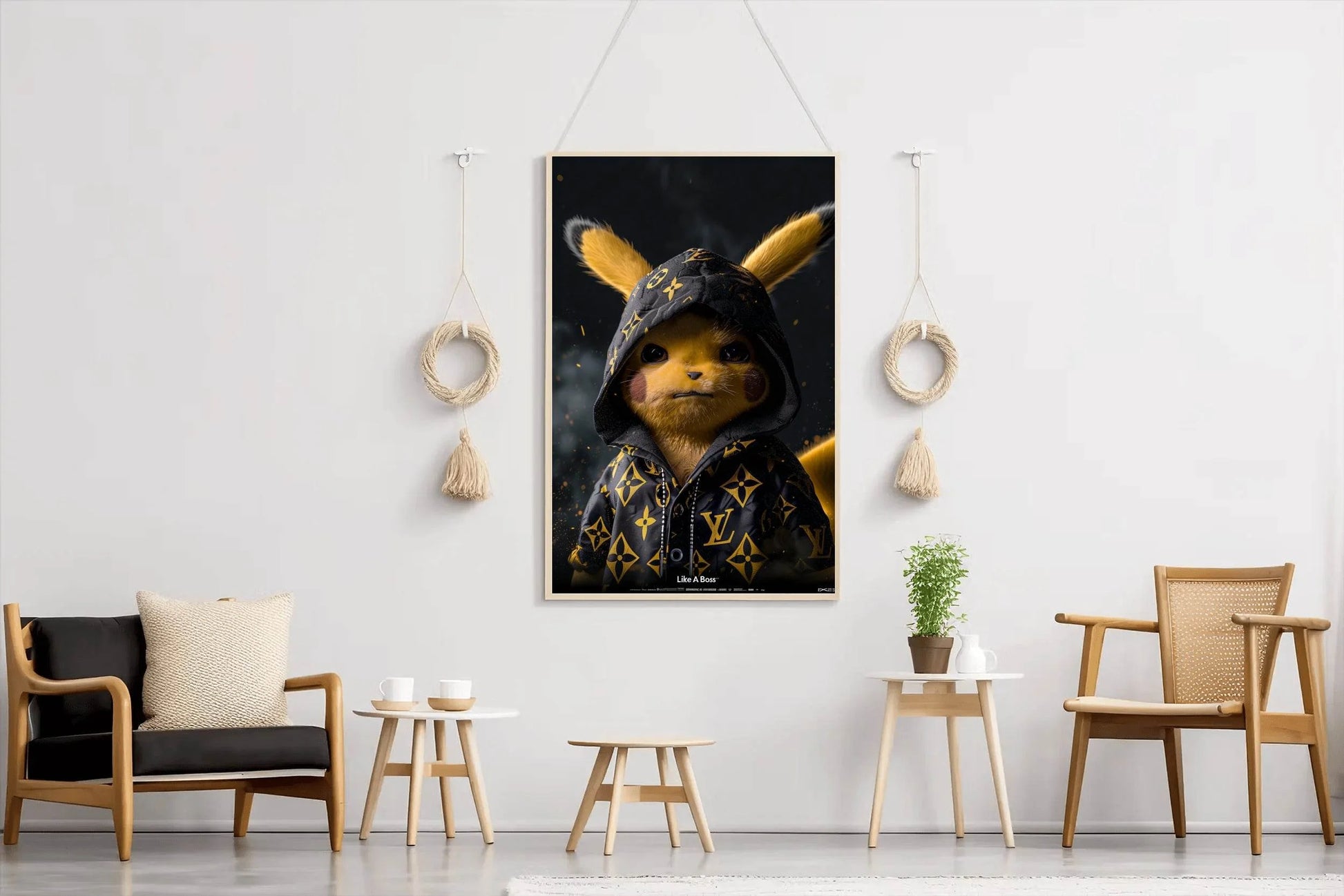Painting of Pokemon Pikachi Wearing Jacket - beink online art store