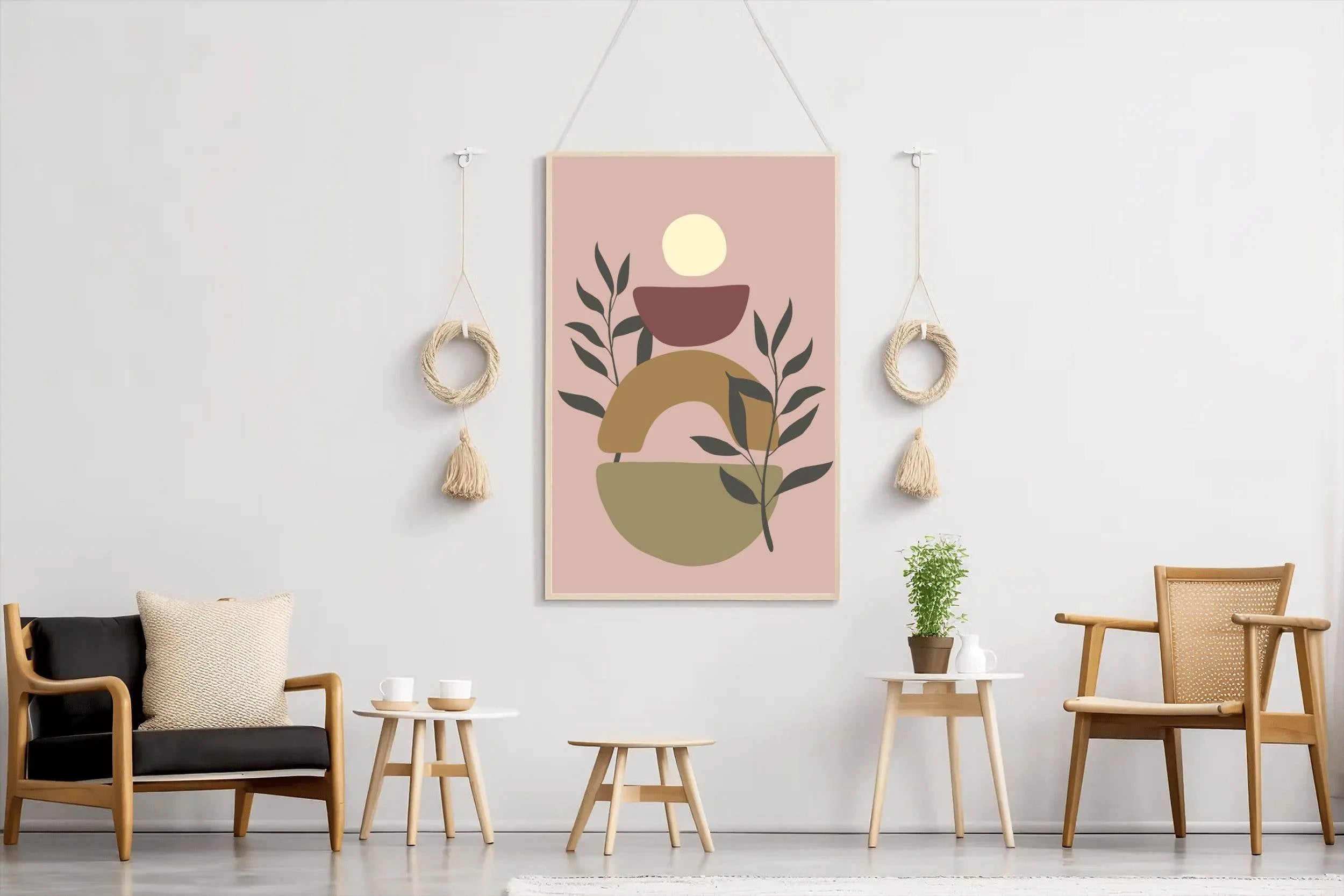 Geometric Shapes with Leaf ArtWork - beink online art store