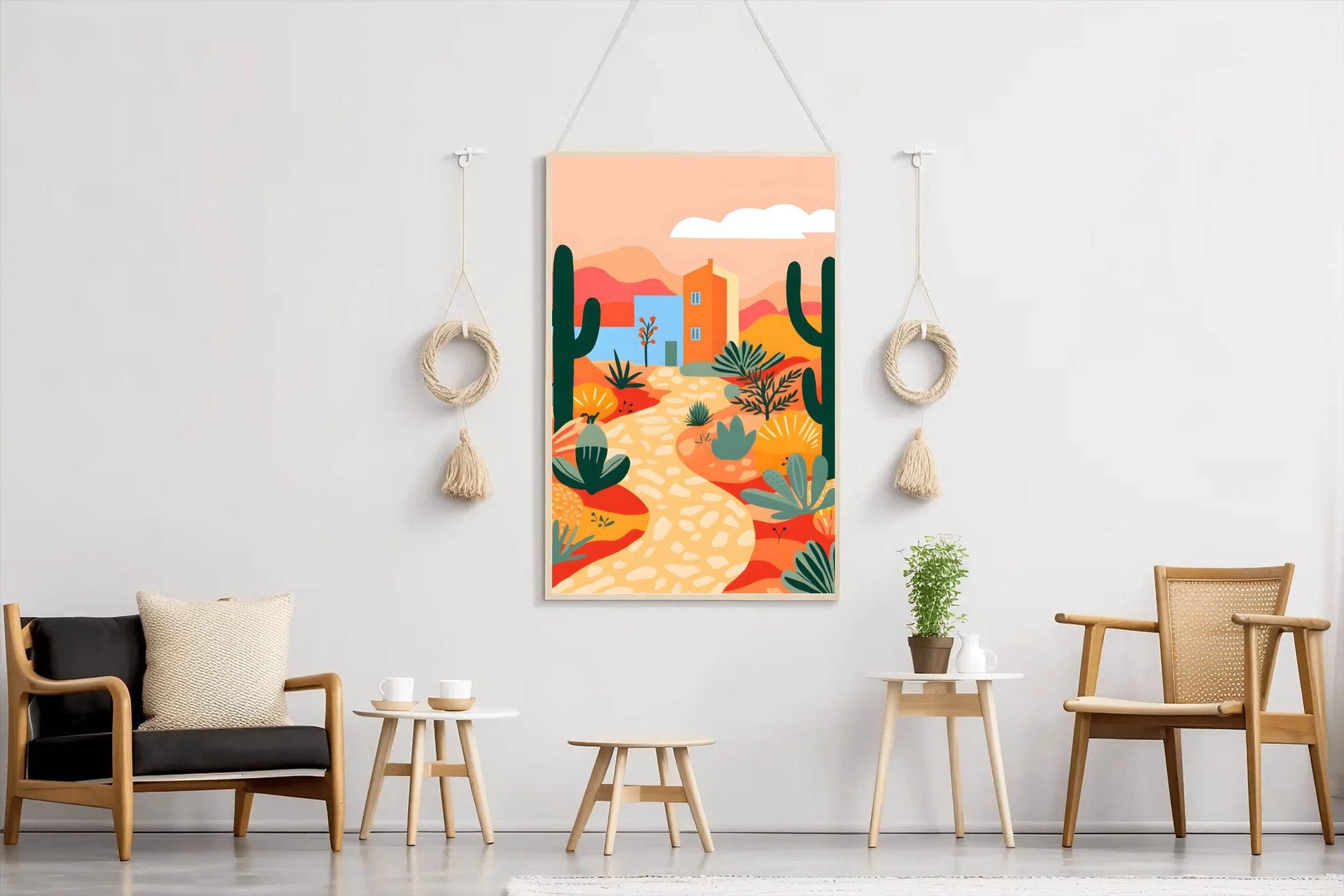 Colorful Village Desert Road Painting Art - beink online art store