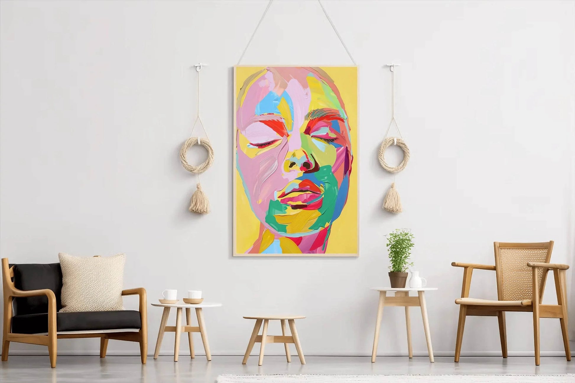 Colorful Face Painting Of Woman Wall Art - beink online art store
