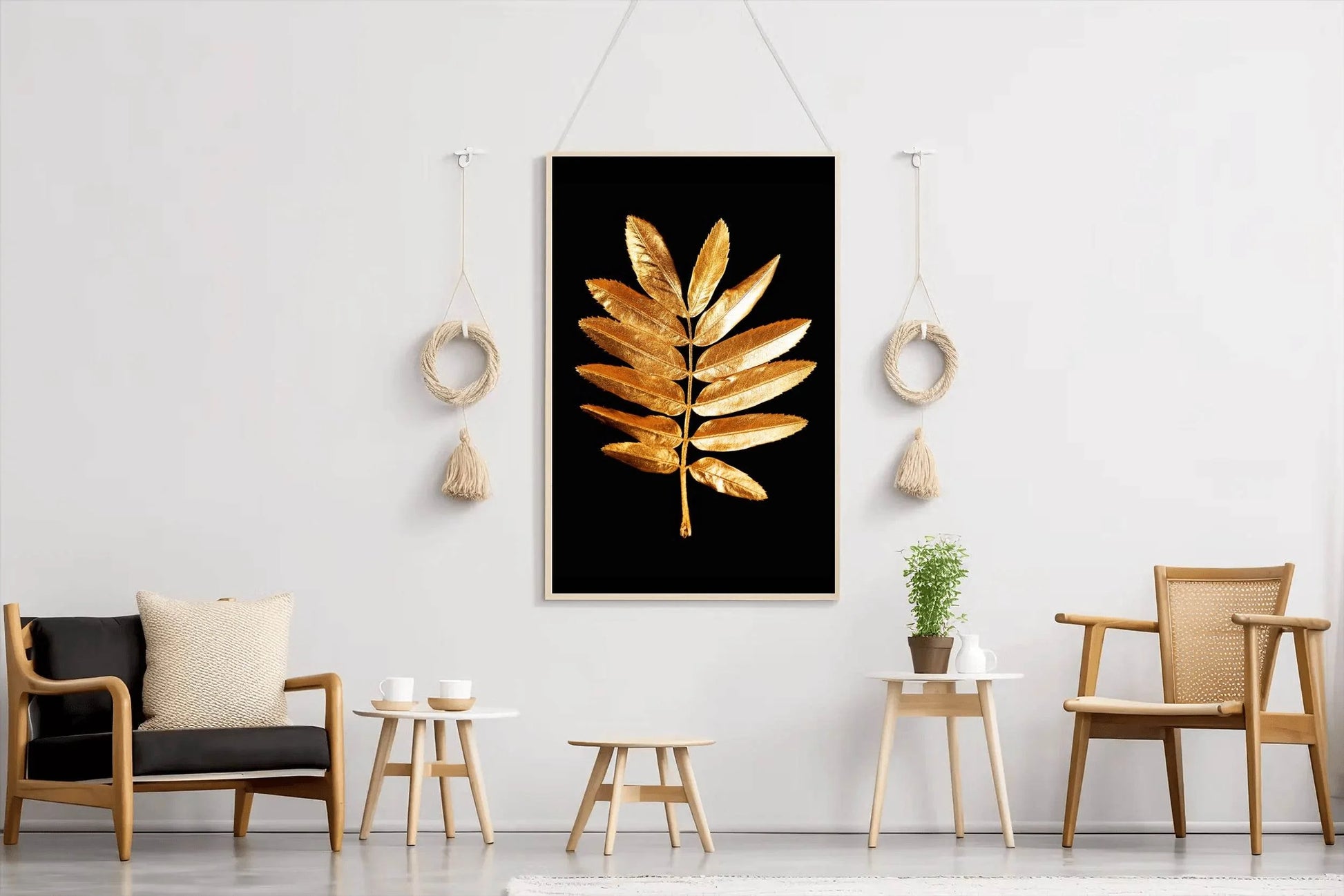 Golden Fern Leaf Wall Art - beink online art store
