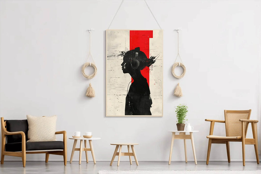 Girl Wearing Headphones Wall Art - beink online art store