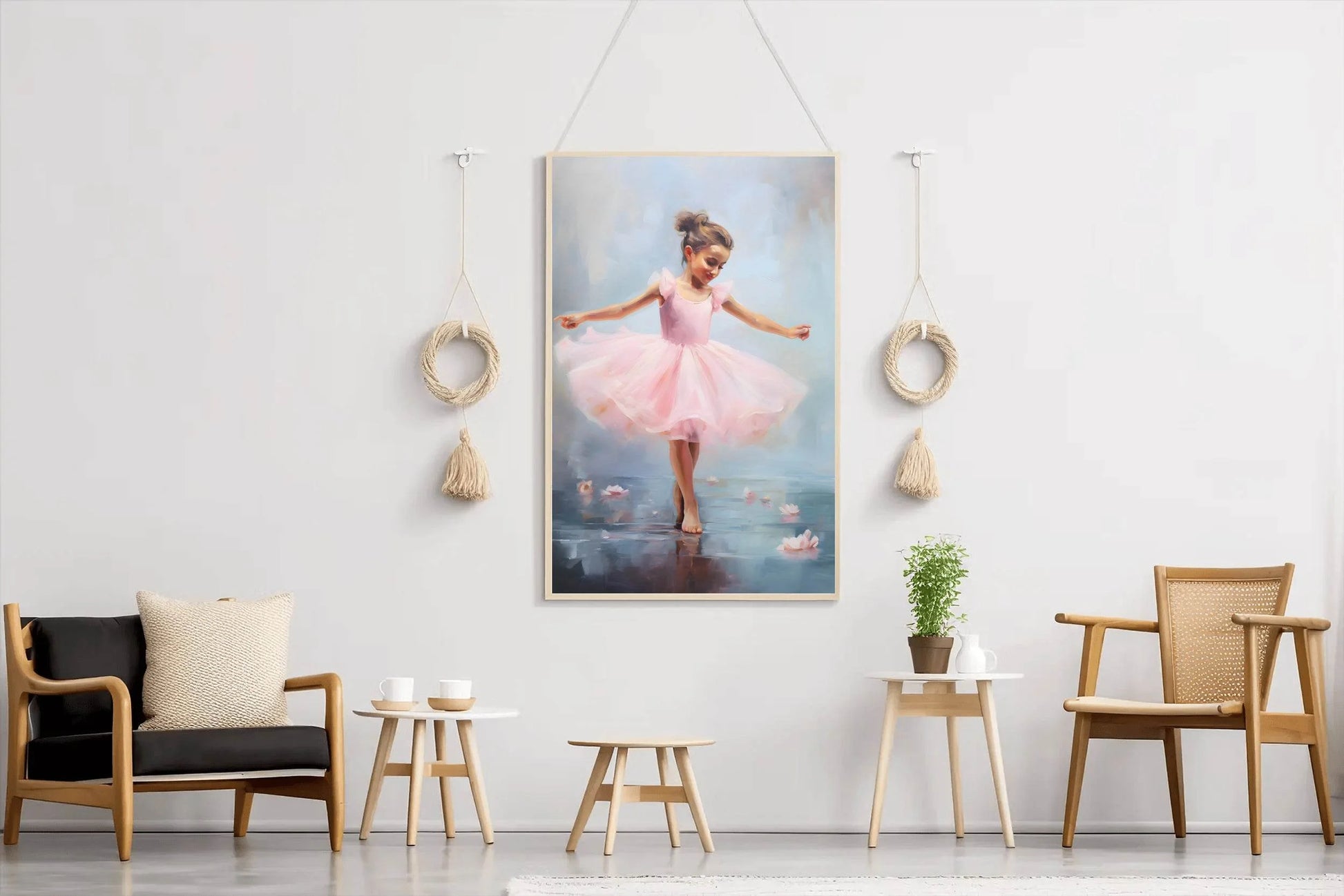 Smiling Little Girl Dancing in Pink Dress - beink online art store