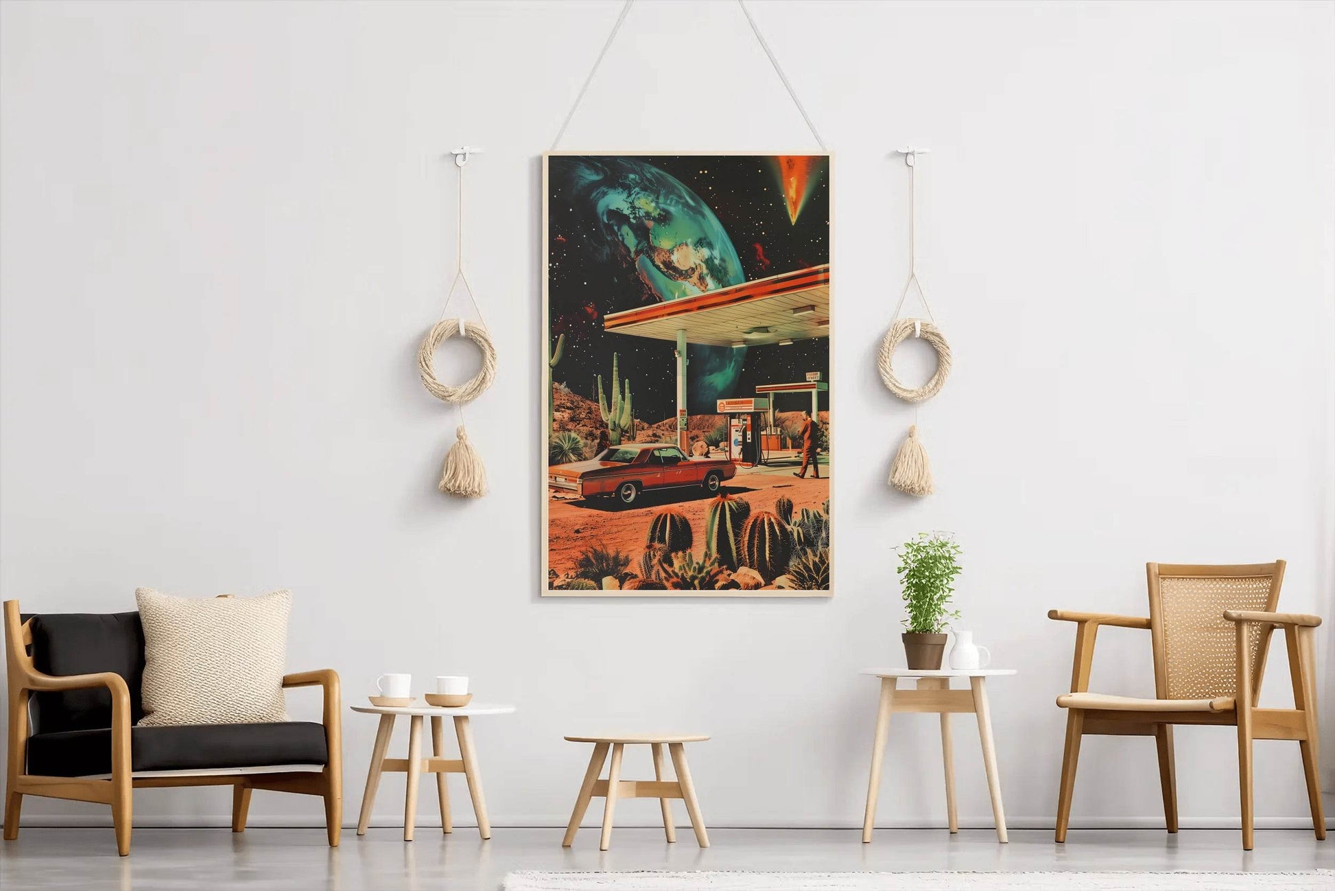 Gas Station With Space Background Wall Art - beink online art store