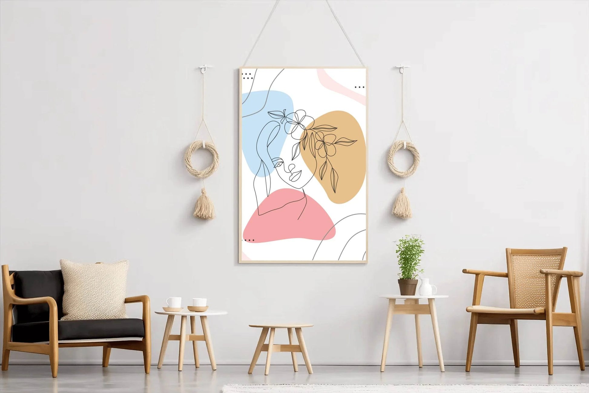 Beautiful Woman's Head Flower Wall Art - beink online art store