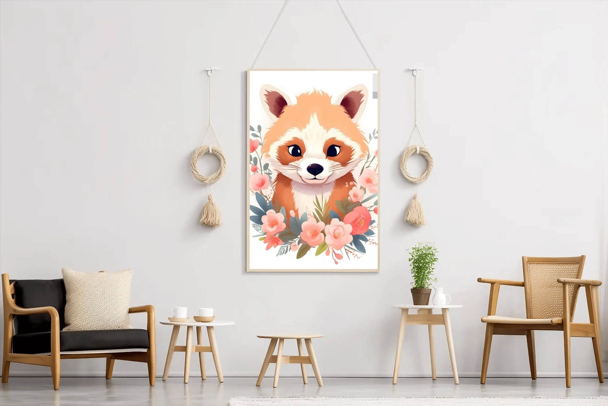 Cute Watercolor Red Panda Wall Art - beink online art store