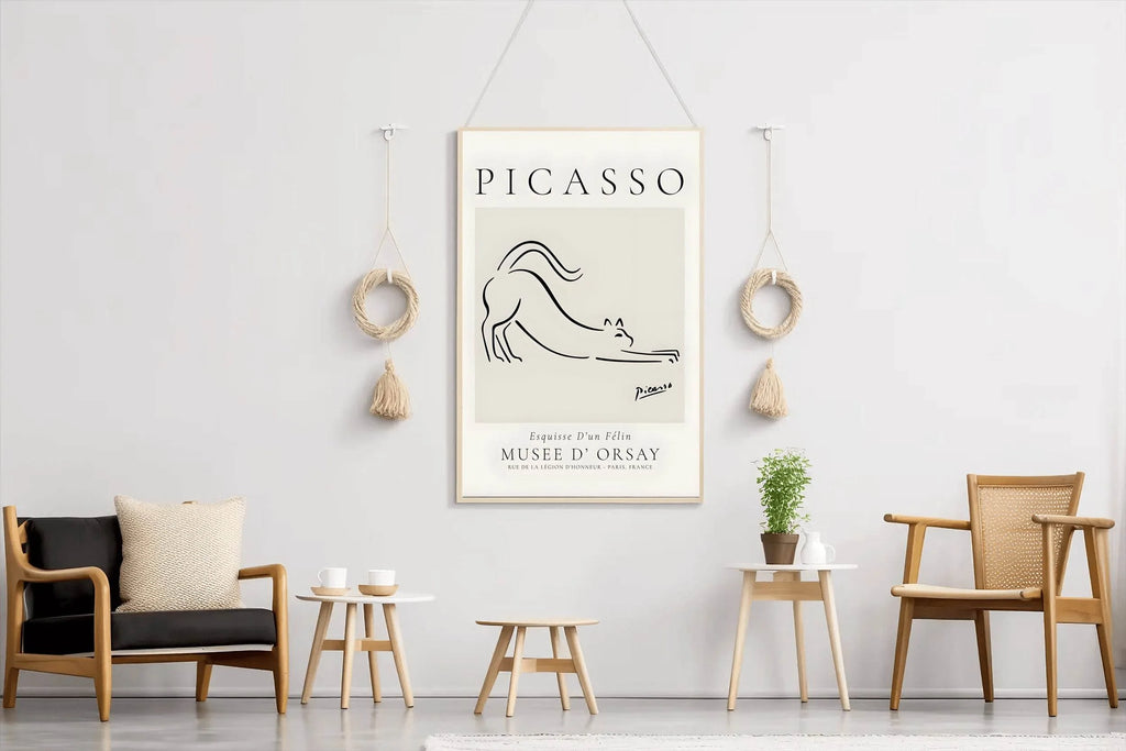 Picasso Animal Cat Line Drawing Wall Art - beink online art store