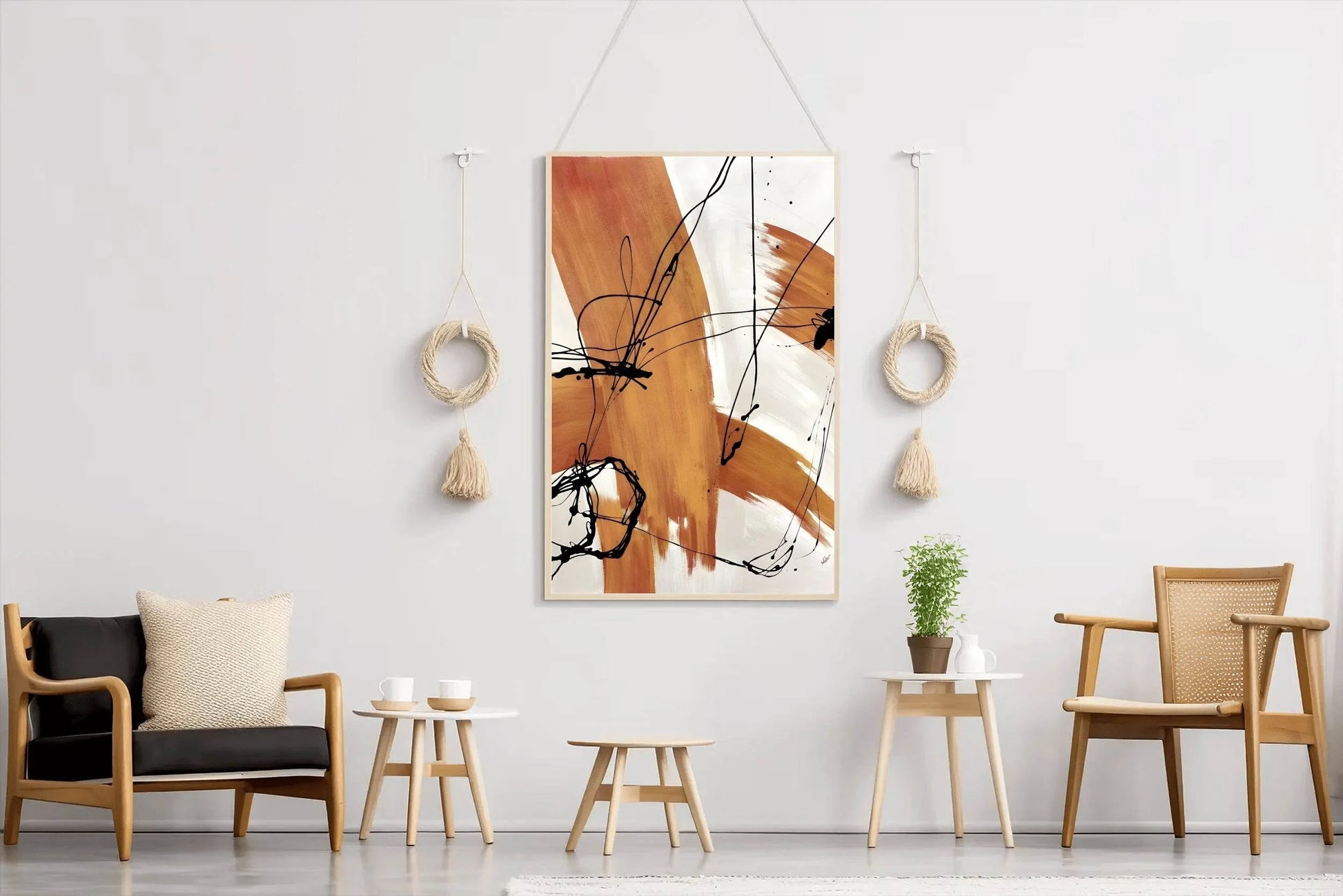 Brown Brush Strokes Modern Wall Art - beink online art store