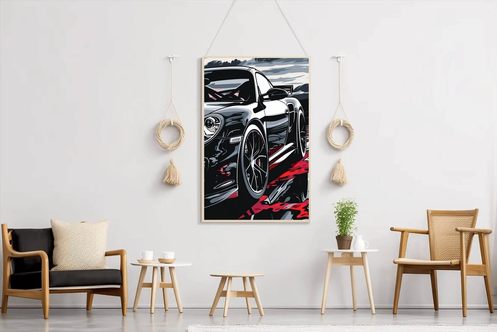 Black Porsche Carrera Canvas Wall Art - beink online art store
