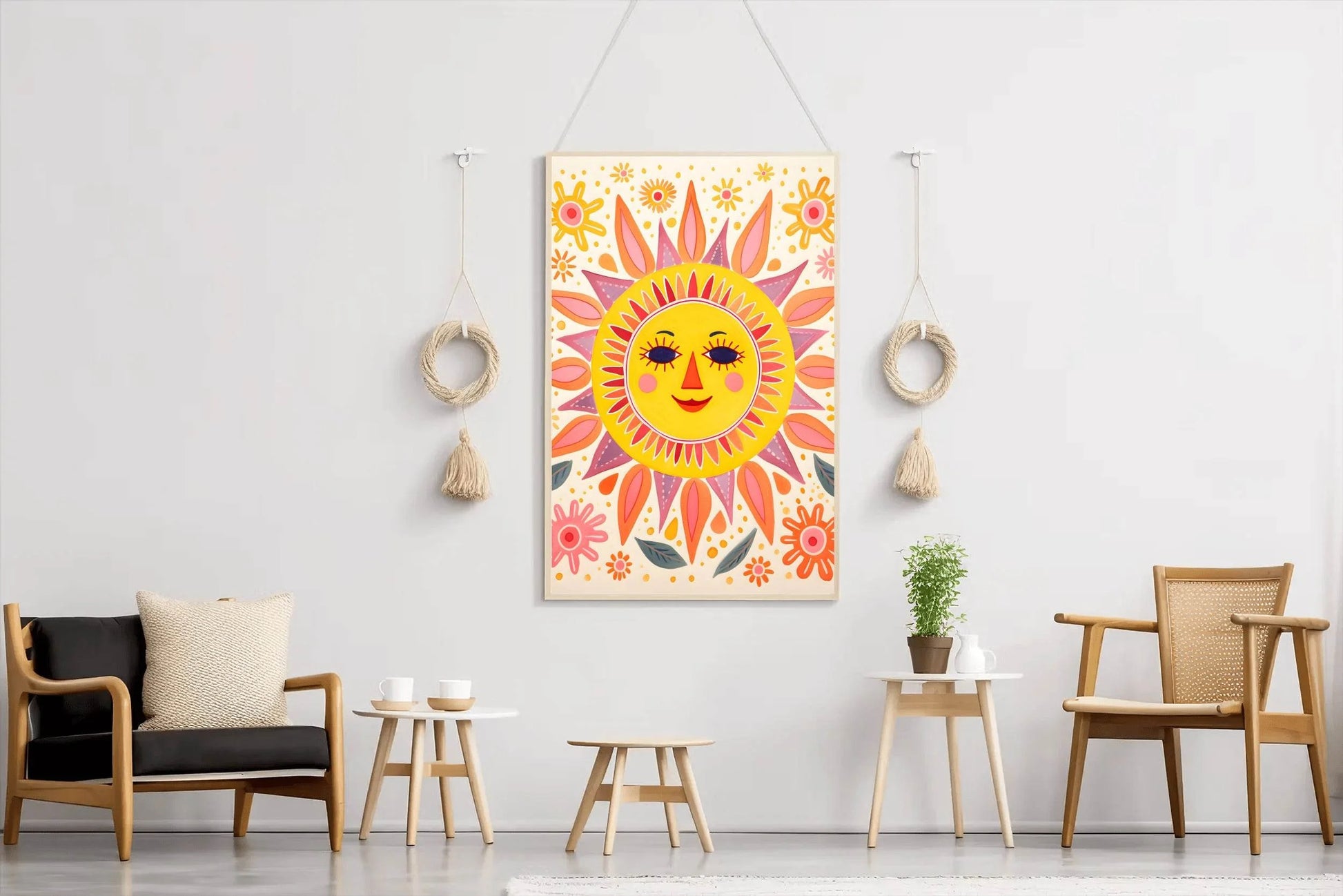 Sun With Flowers Canvas Wall Art - beink online art store