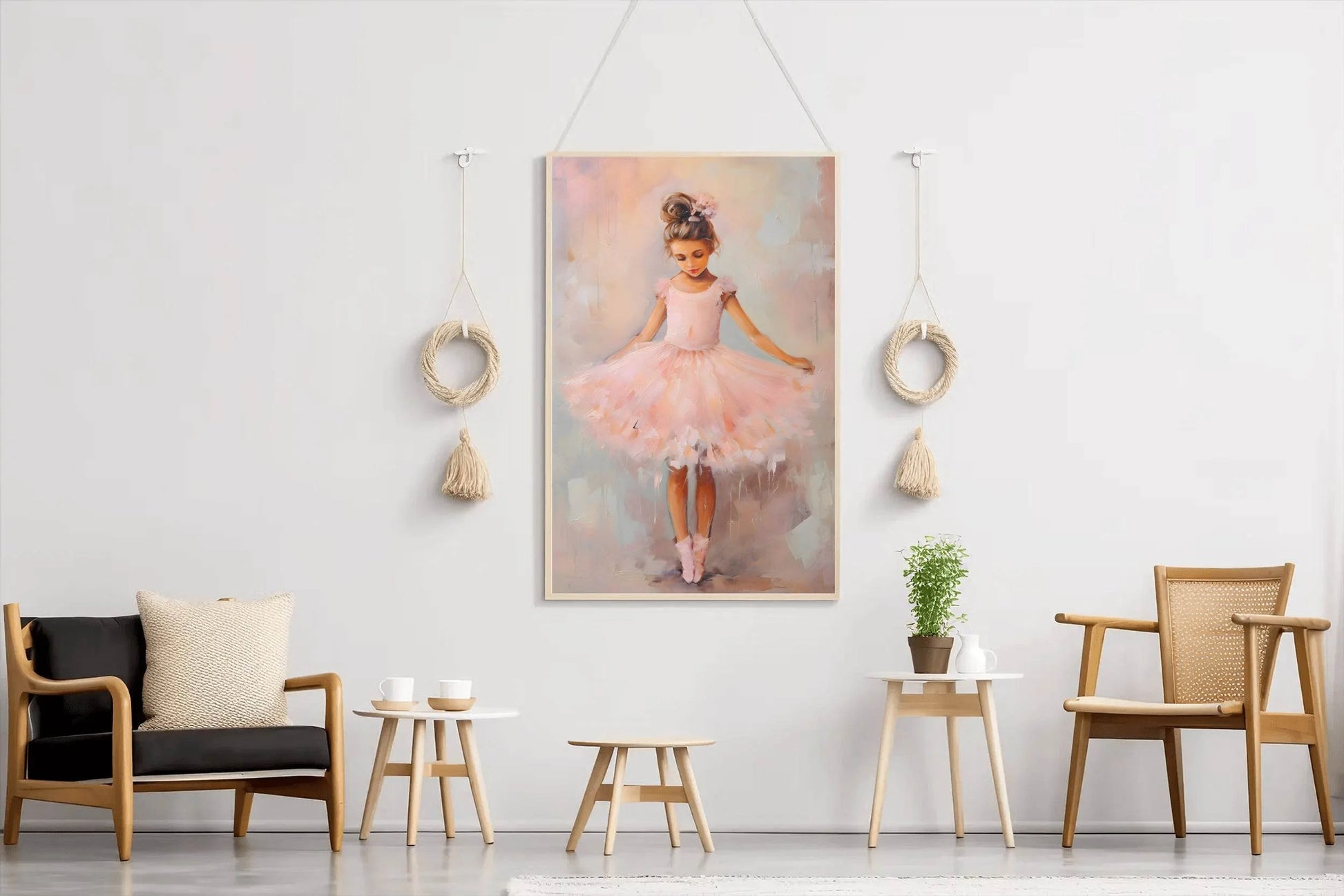 Watercolor Brushed illustration of Girl in Pink Dress - beink online art store