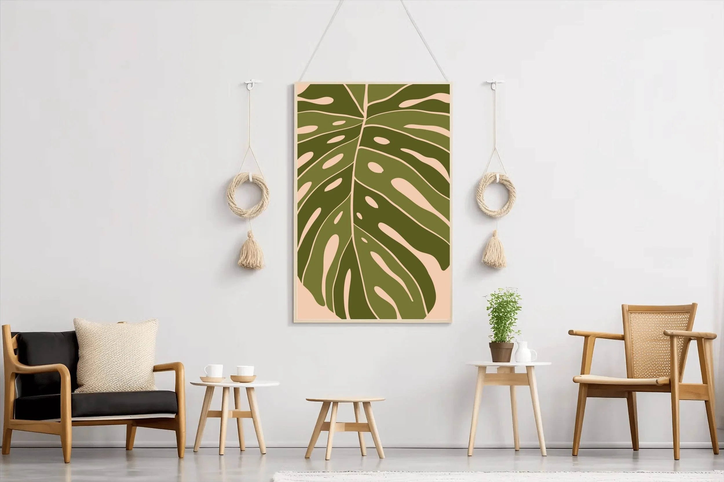 Monstera Leaf With pink Backround ArtWork - beink online art store