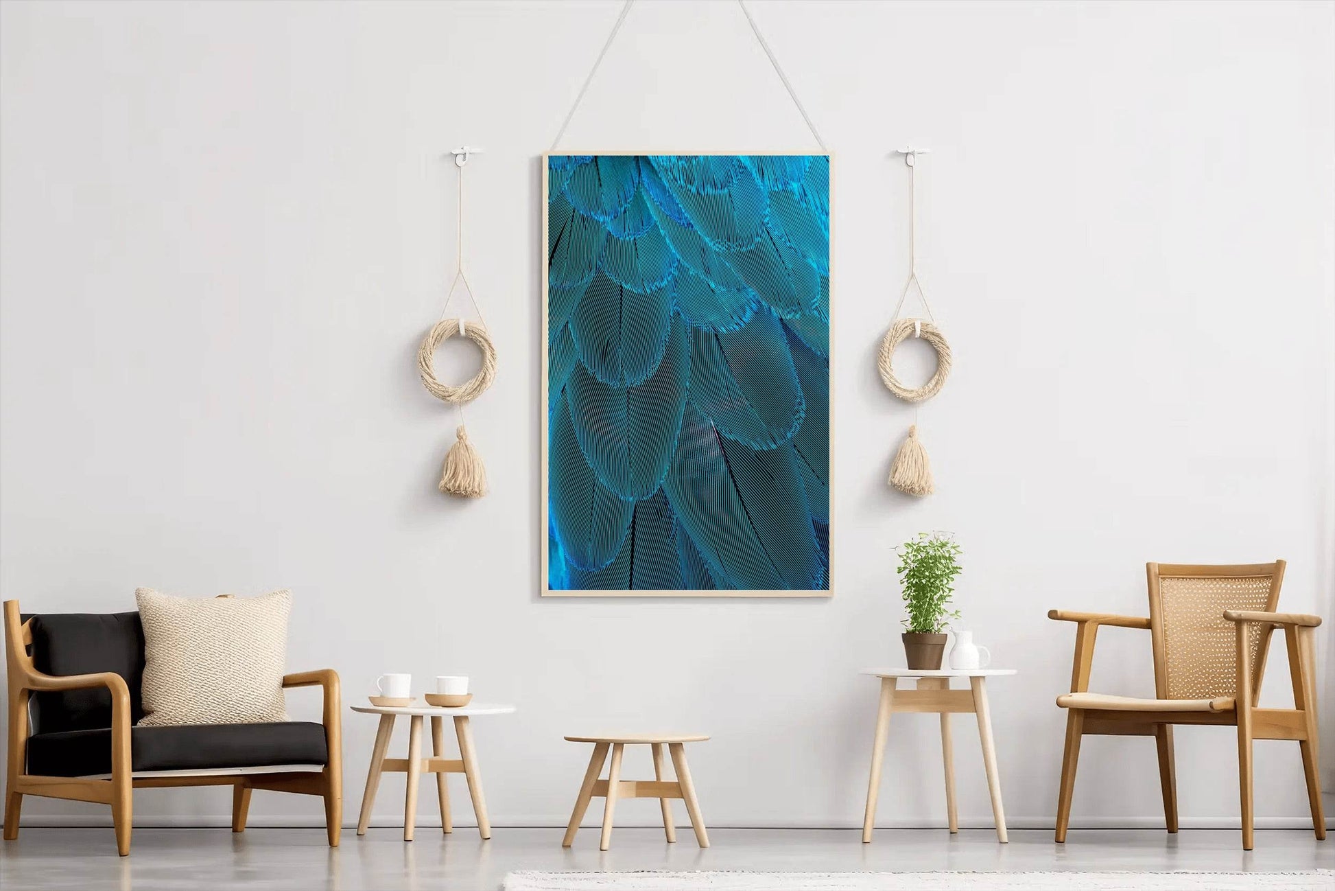 Blue Bird Feather Abstract Wall Art - beink online art store