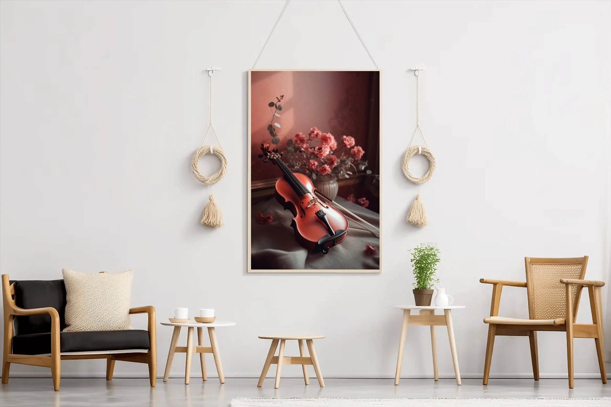 Stock Wooden Violin Next To The Vase Wall Art - beink online art store
