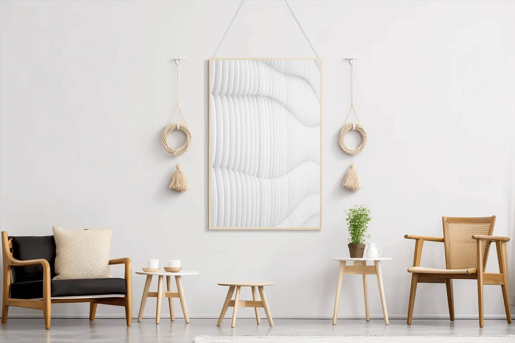 White Texture Flow Abstract Wall Art - beink online art store